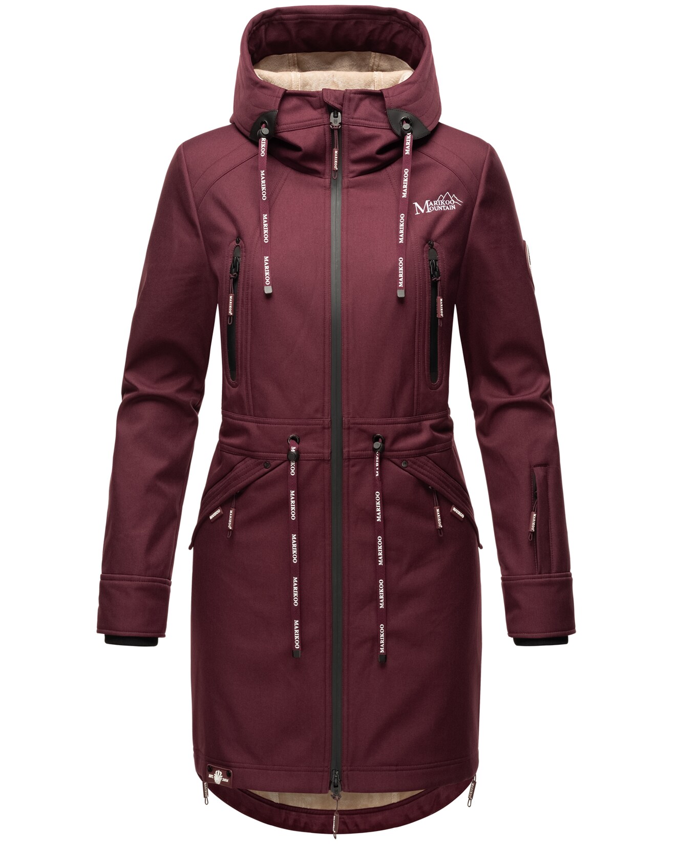 MARIKOO Damen Softshelljacke Funktionsjacke mit warmen Teddyfleece & Kapuze Racquellee