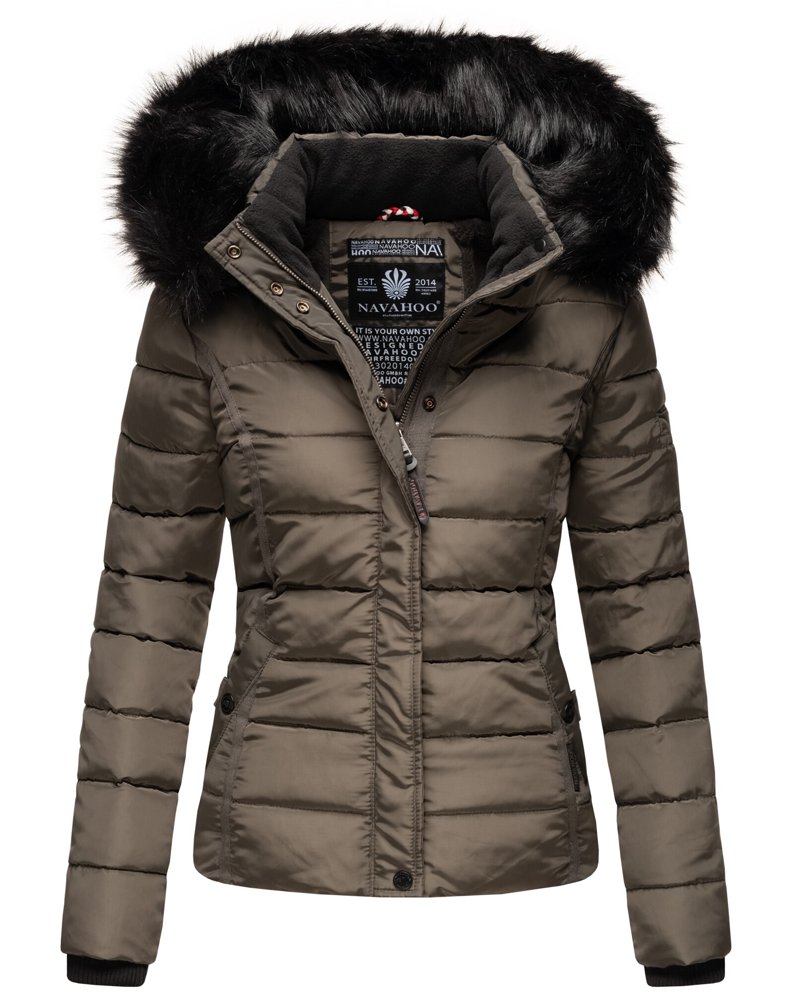 NAVAHOO Damen Steppjacke Hochwertige Winterjacke Mit Volumin&ouml;ser Kunstpelz-Kapuze Miamor - Bild 1