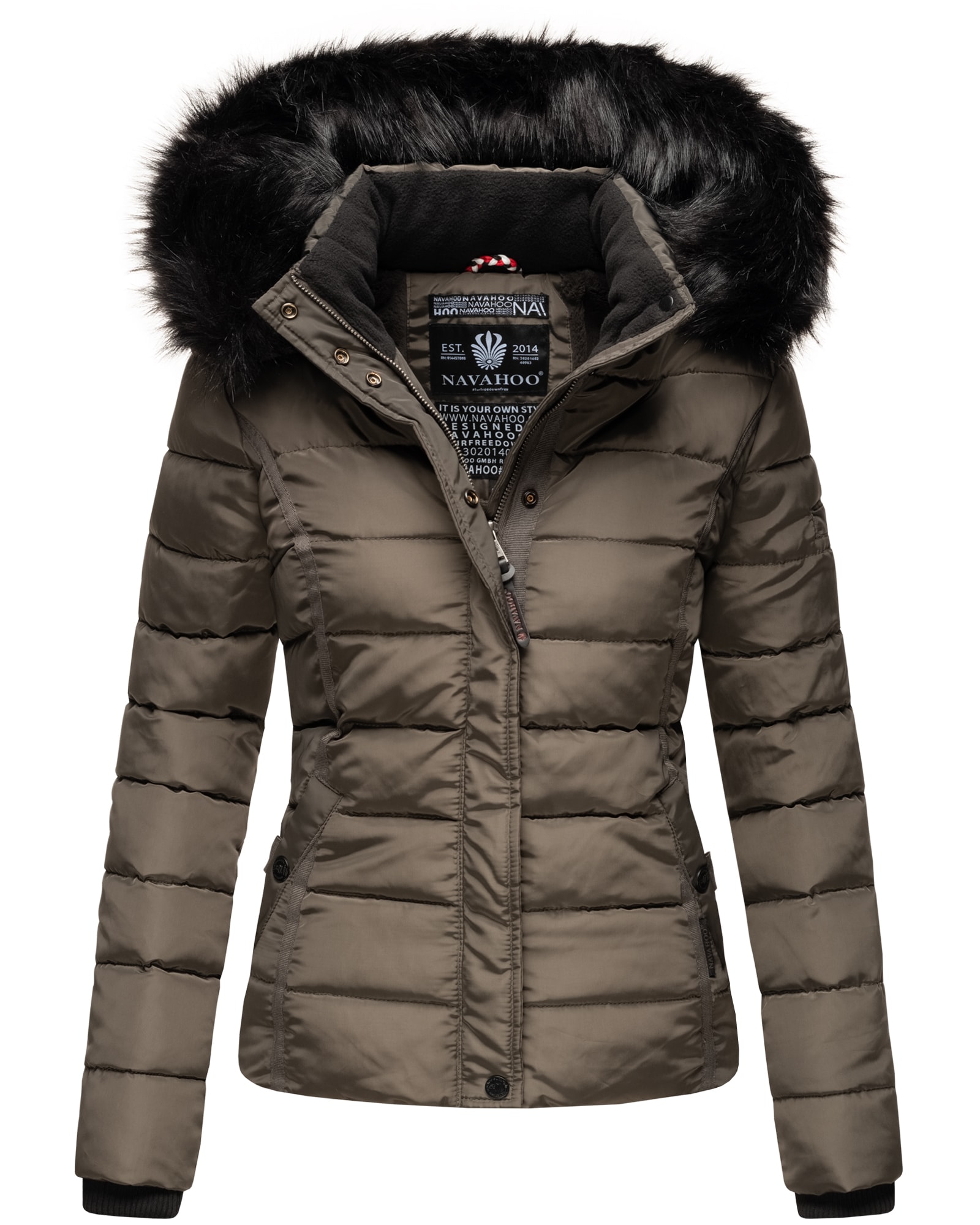 NAVAHOO Damen Steppjacke Hochwertige Winterjacke Mit Volumin&ouml;ser Kunstpelz-Kapuze Miamor - Bild 1