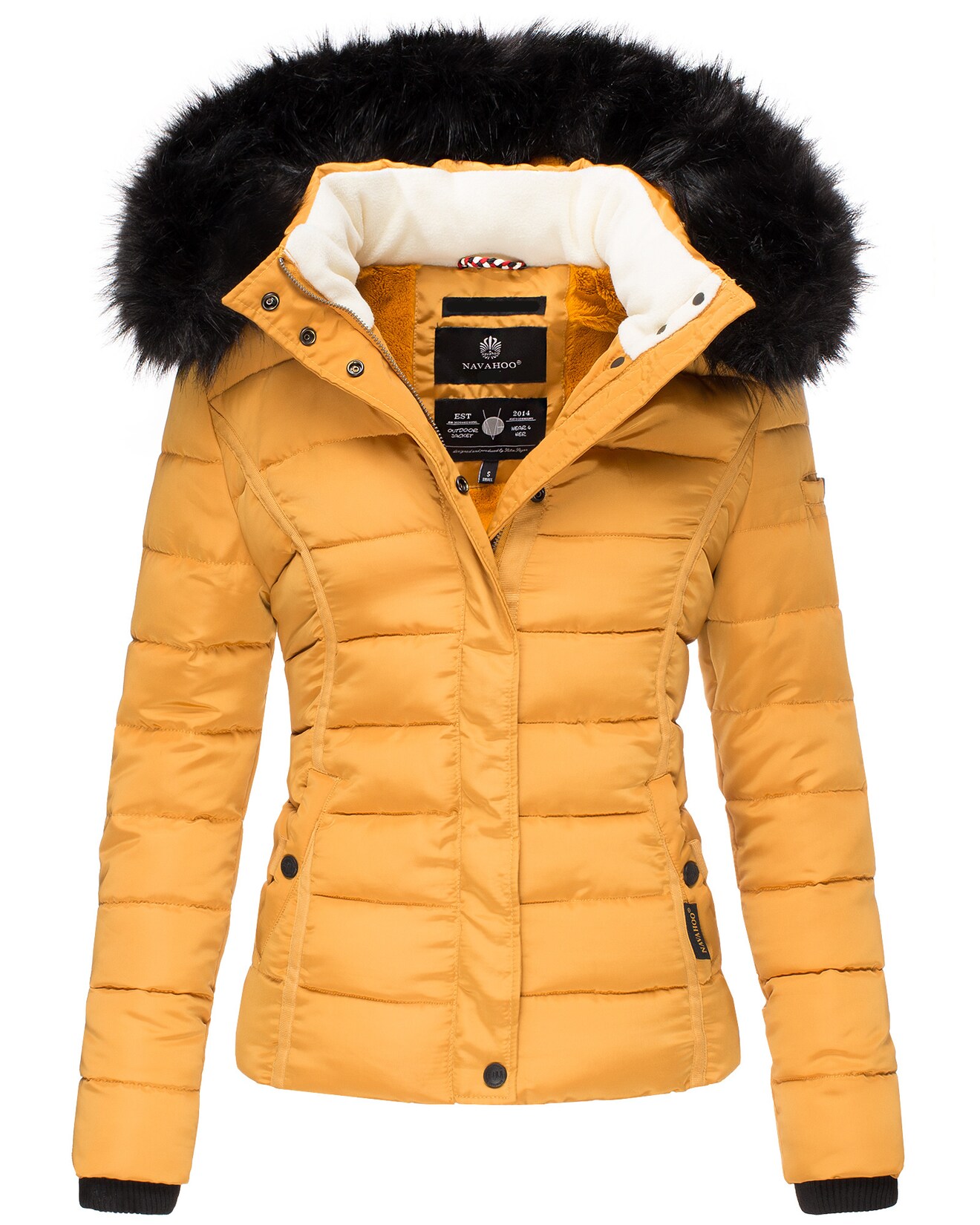 NAVAHOO Damen Steppjacke Hochwertige Winterjacke Mit Voluminöser Kunstpelz-Kapuze Miamor