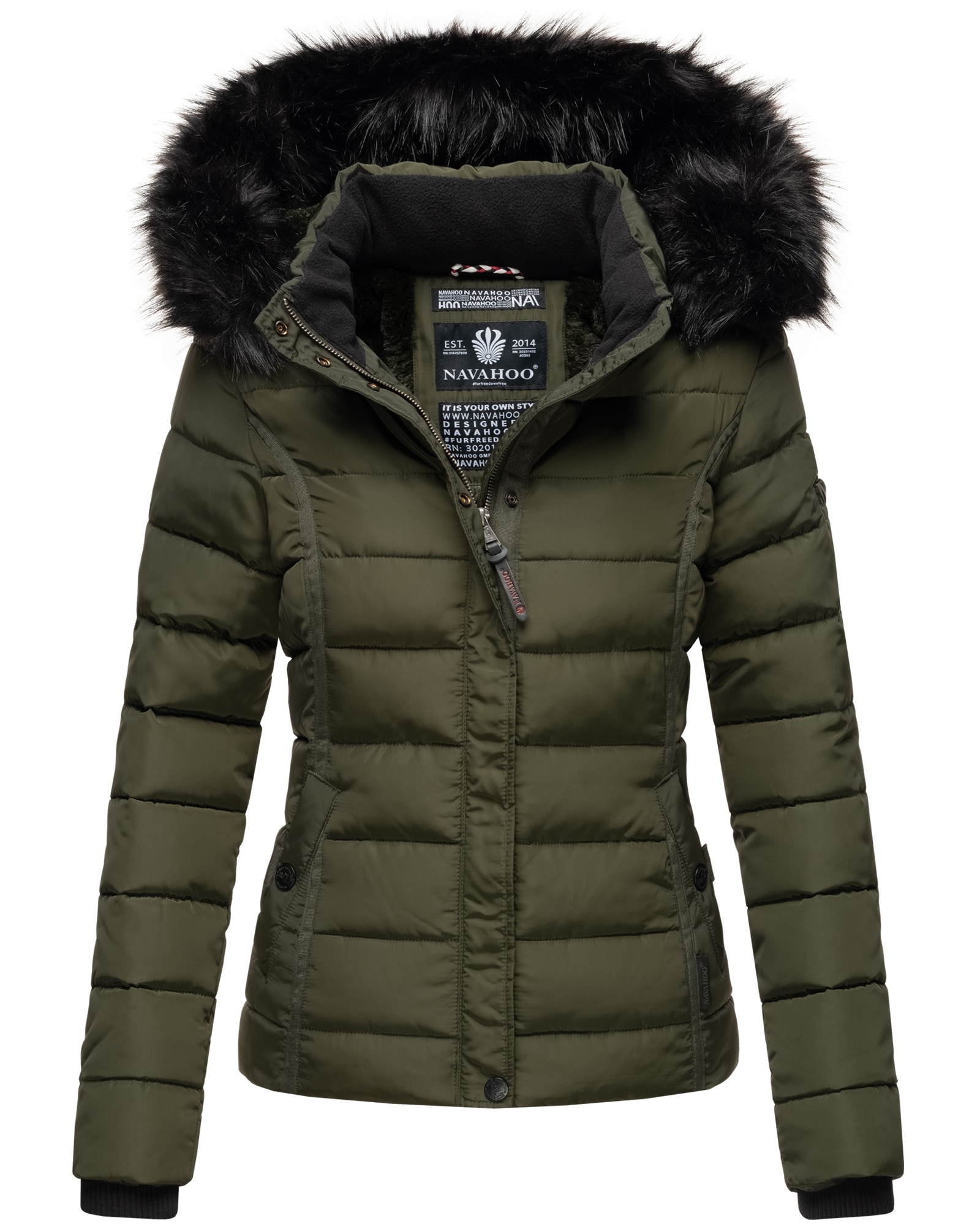 NAVAHOO Damen Steppjacke Hochwertige Winterjacke Mit Volumin&ouml;ser Kunstpelz-Kapuze Miamor - Bild 1