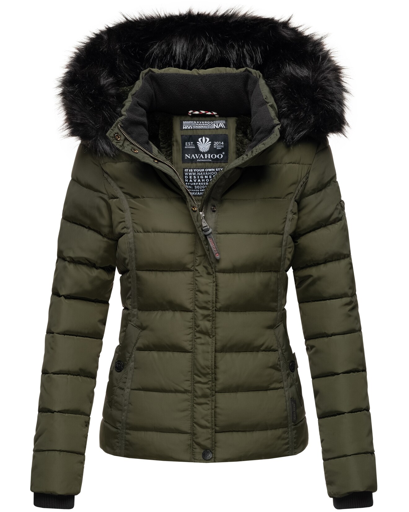 NAVAHOO Damen Steppjacke Hochwertige Winterjacke Mit Voluminöser Kunstpelz-Kapuze Miamor