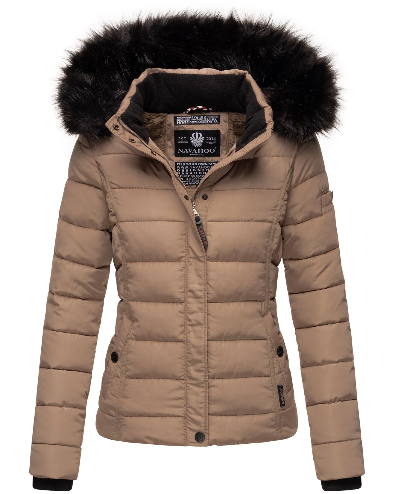 NAVAHOO Damen Steppjacke Hochwertige Winterjacke Mit Voluminöser Kunstpelz-Kapuze Miamor