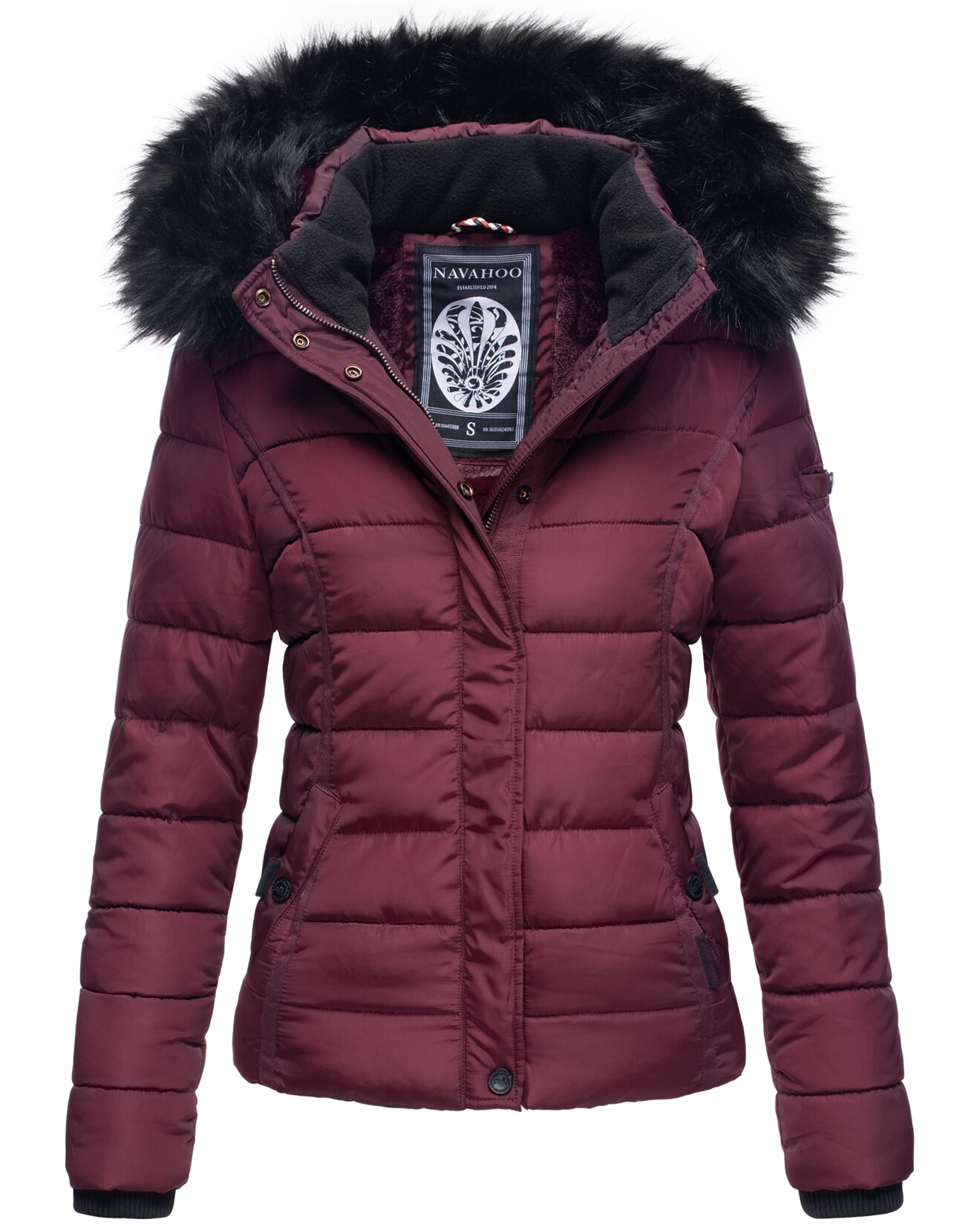 NAVAHOO Damen Steppjacke Hochwertige Winterjacke Mit Voluminöser Kunstpelz-Kapuze Miamor