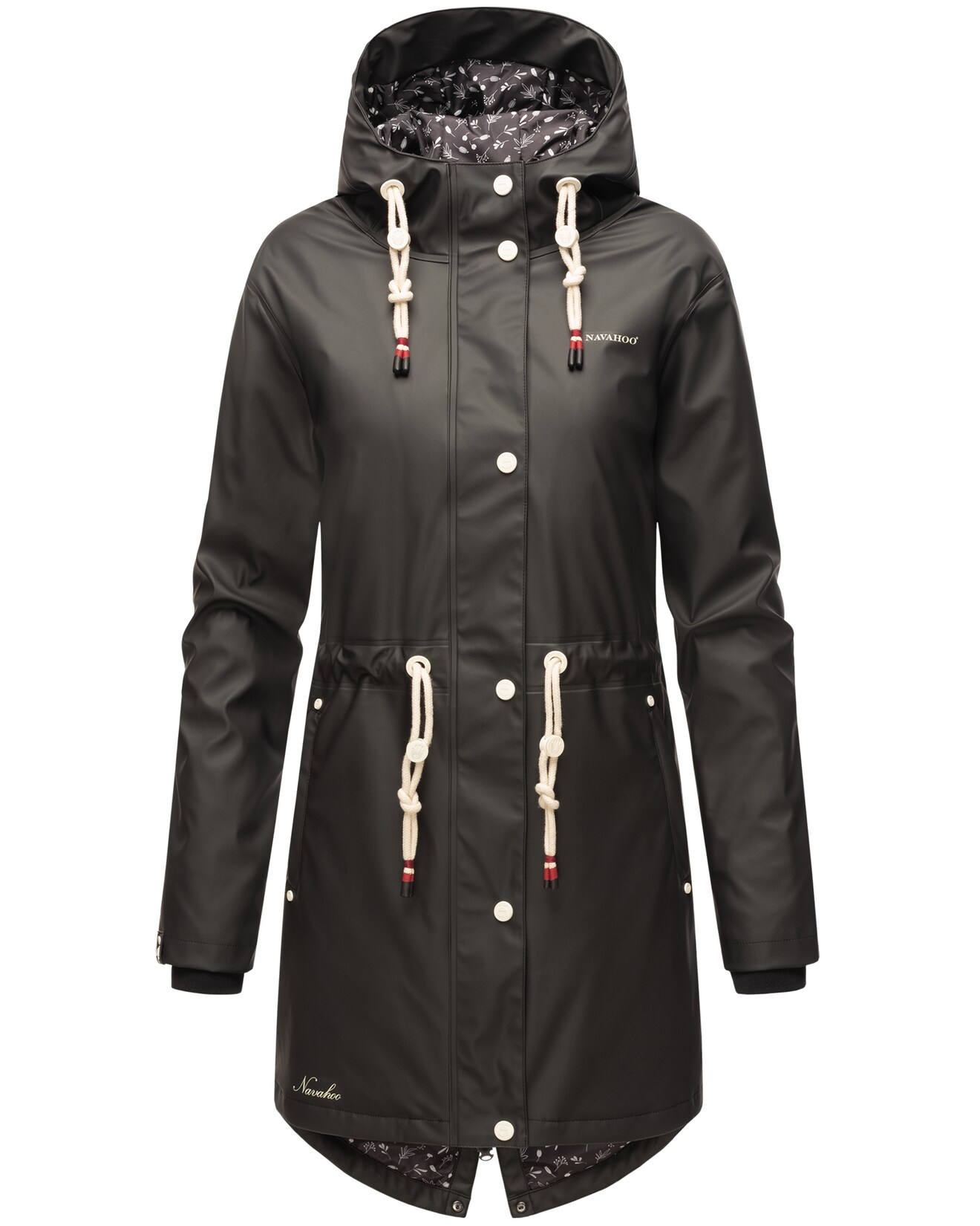 NAVAHOO Damen modischer Regen Jacke Outdoor Regenmantel Regenparka Wasserdicht Flower of Ocean
