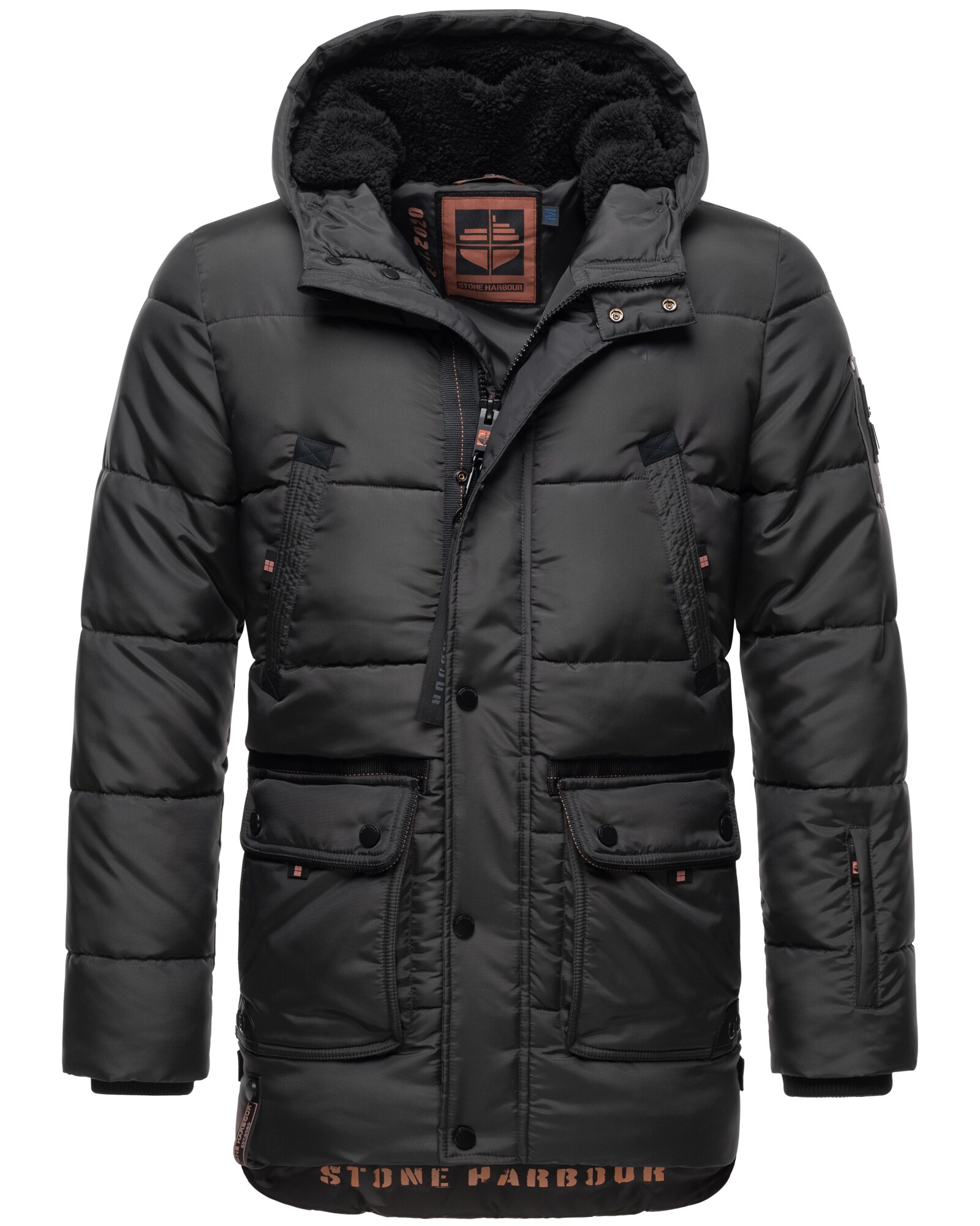 STONE HARBOUR Herren Winterjacke Lange Parka Jacke Kapuze warm gef&uuml;ttert Mironoo - Bild 1