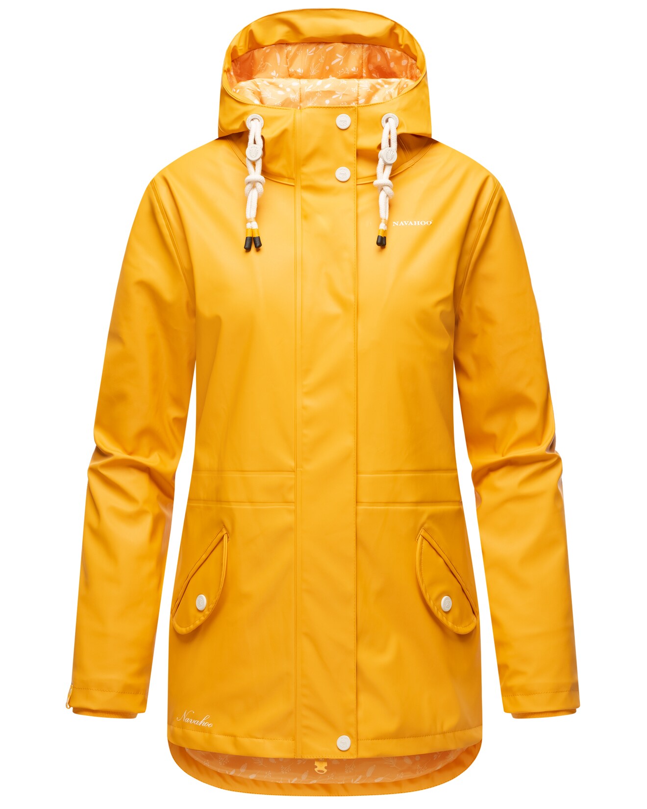 NAVAHOO Damen Warmer Regenjacke Wasserdichter Regenmantel mit Kapuze Oceans Heart