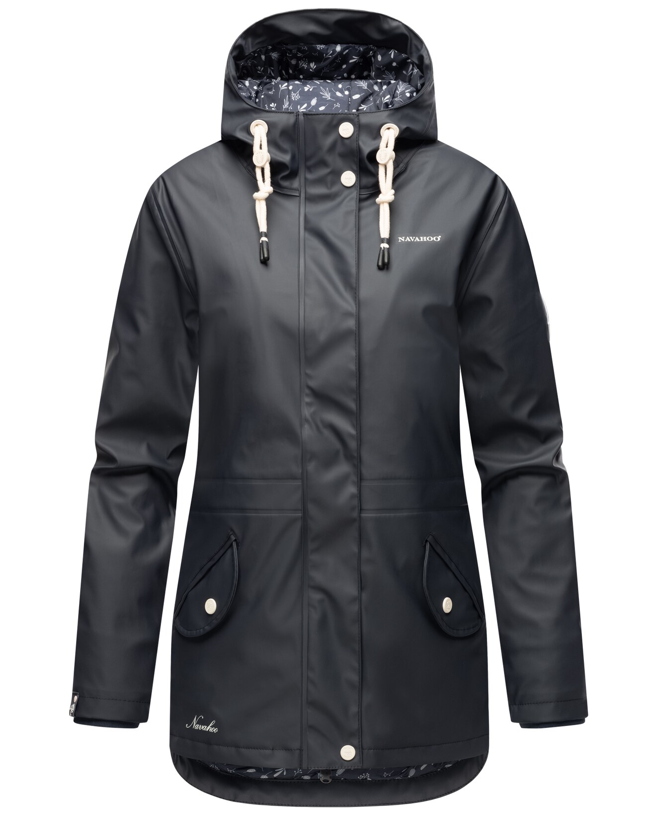 NAVAHOO Damen Warmer Regenjacke Wasserdichter Regenmantel mit Kapuze Oceans Heart