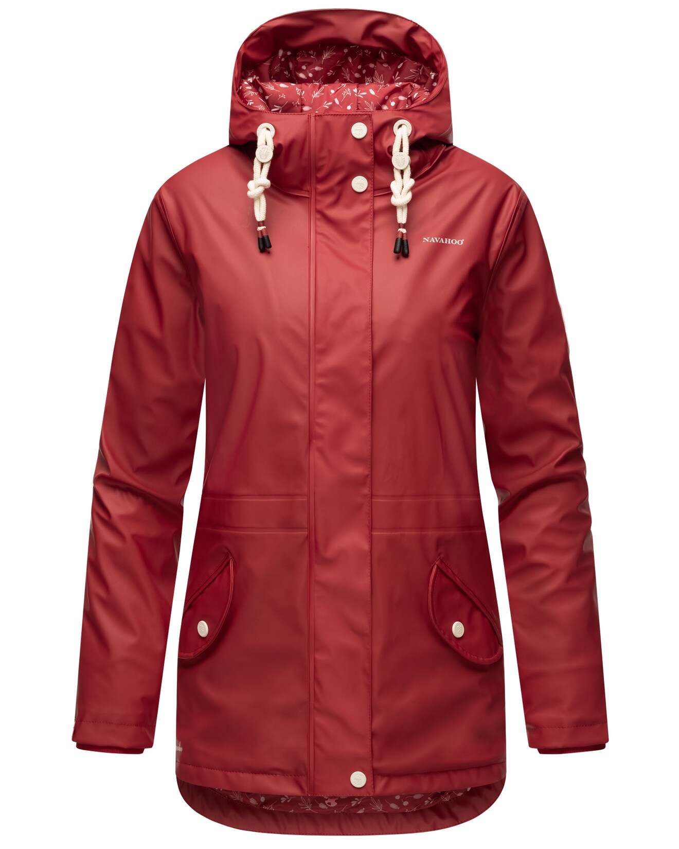 NAVAHOO Damen Warmer Regenjacke Wasserdichter Regenmantel mit Kapuze Oceans Heart
