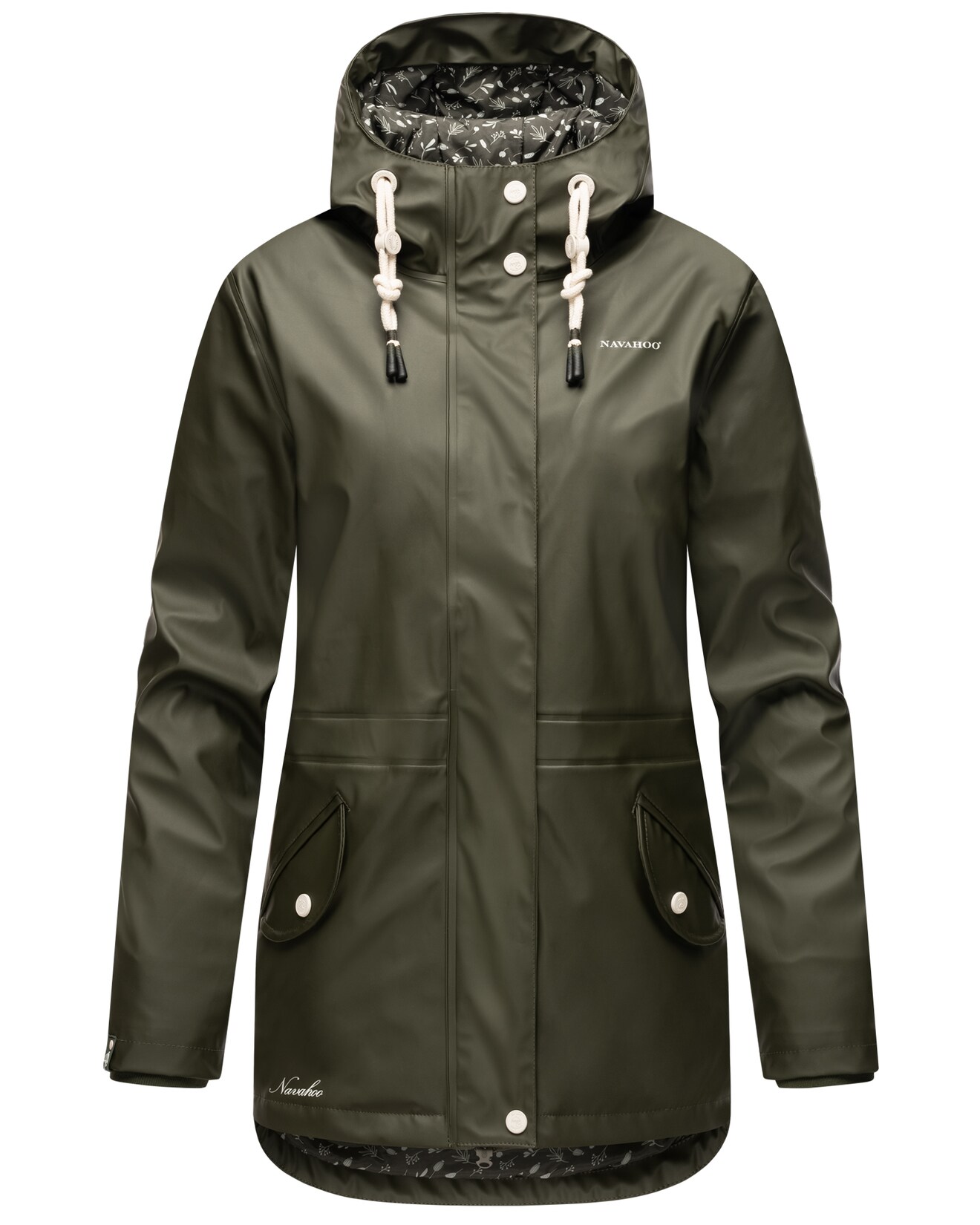 NAVAHOO Damen Warmer Regenjacke Wasserdichter Regenmantel mit Kapuze Oceans Heart