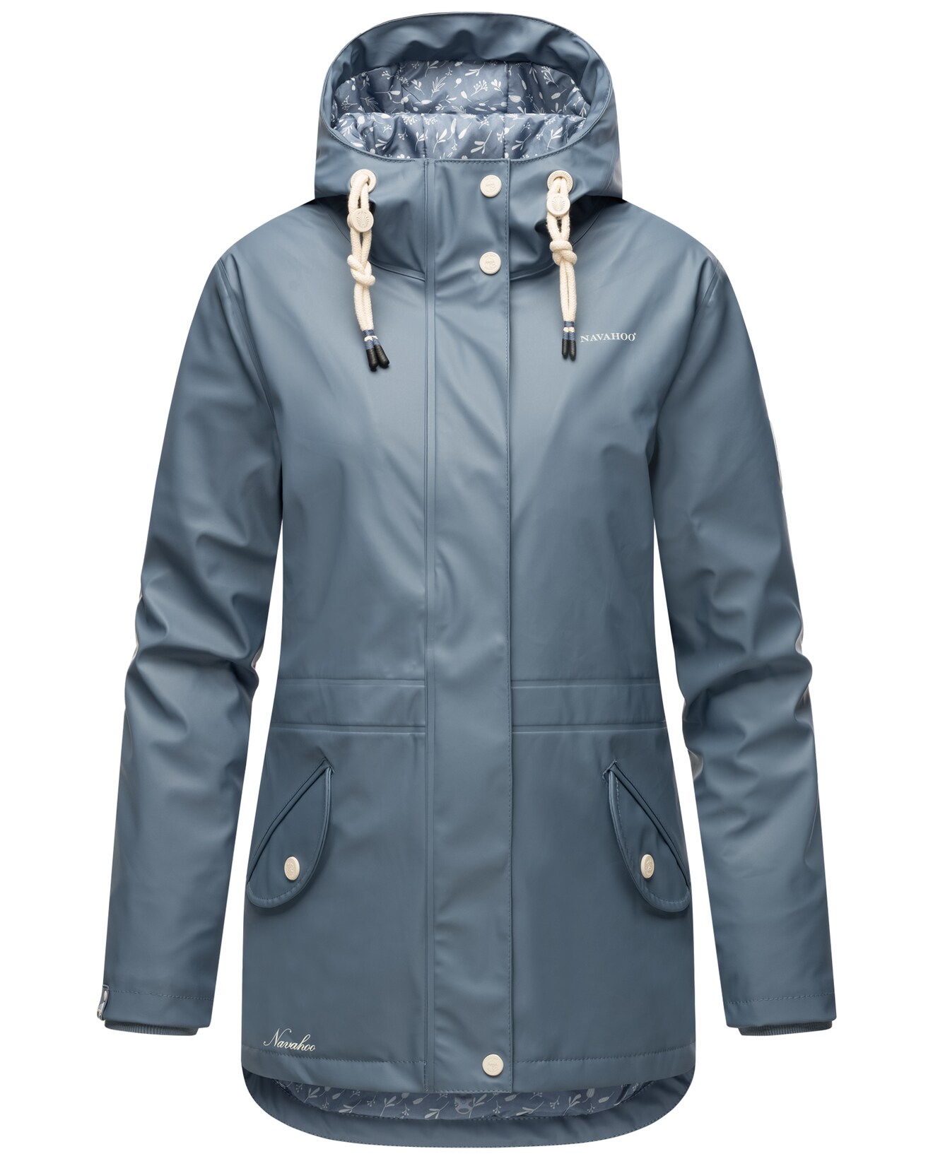 NAVAHOO Damen Warmer Regenjacke Wasserdichter Regenmantel mit Kapuze Oceans Heart