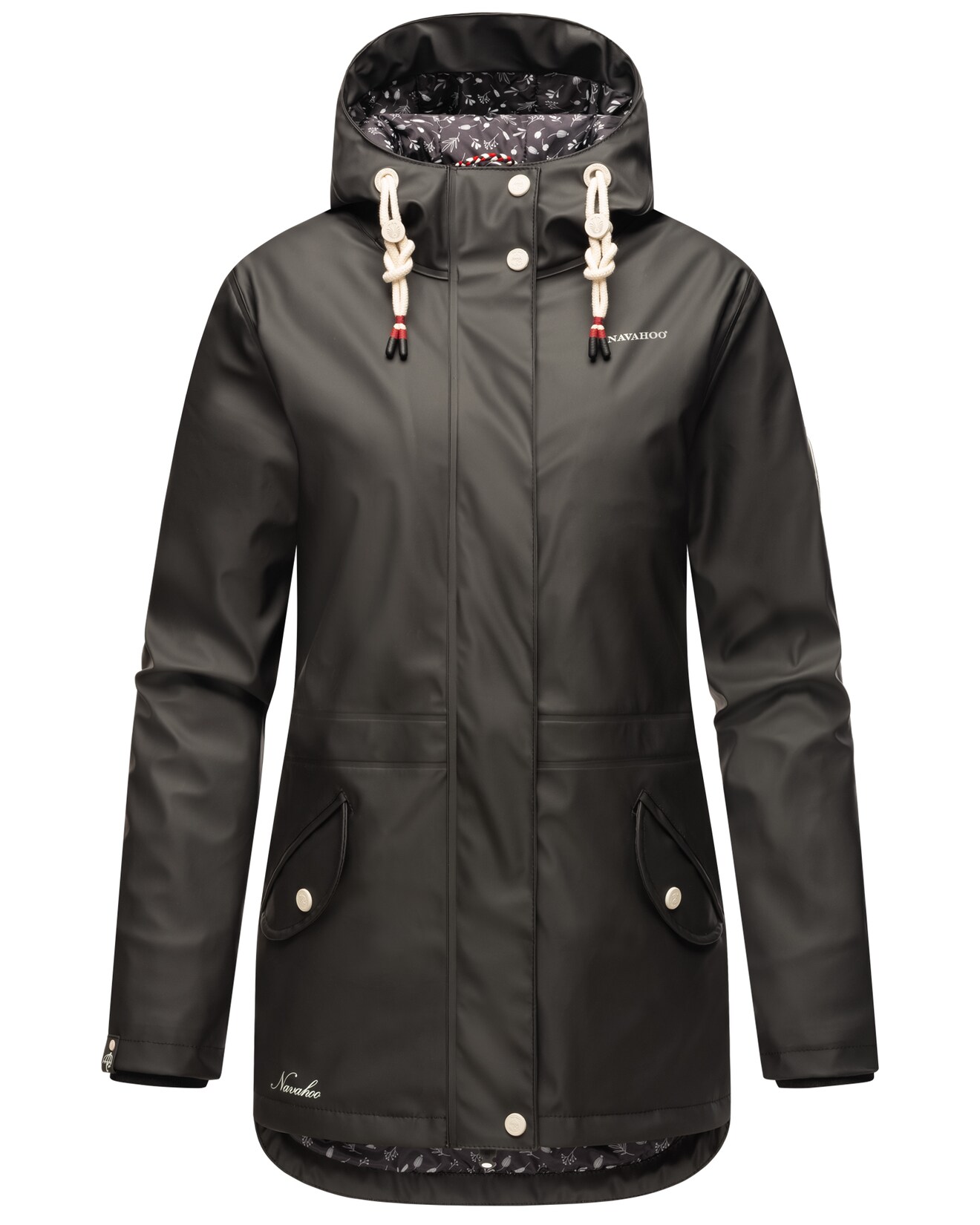 NAVAHOO Damen Warmer Regenjacke Wasserdichter Regenmantel mit Kapuze Oceans Heart