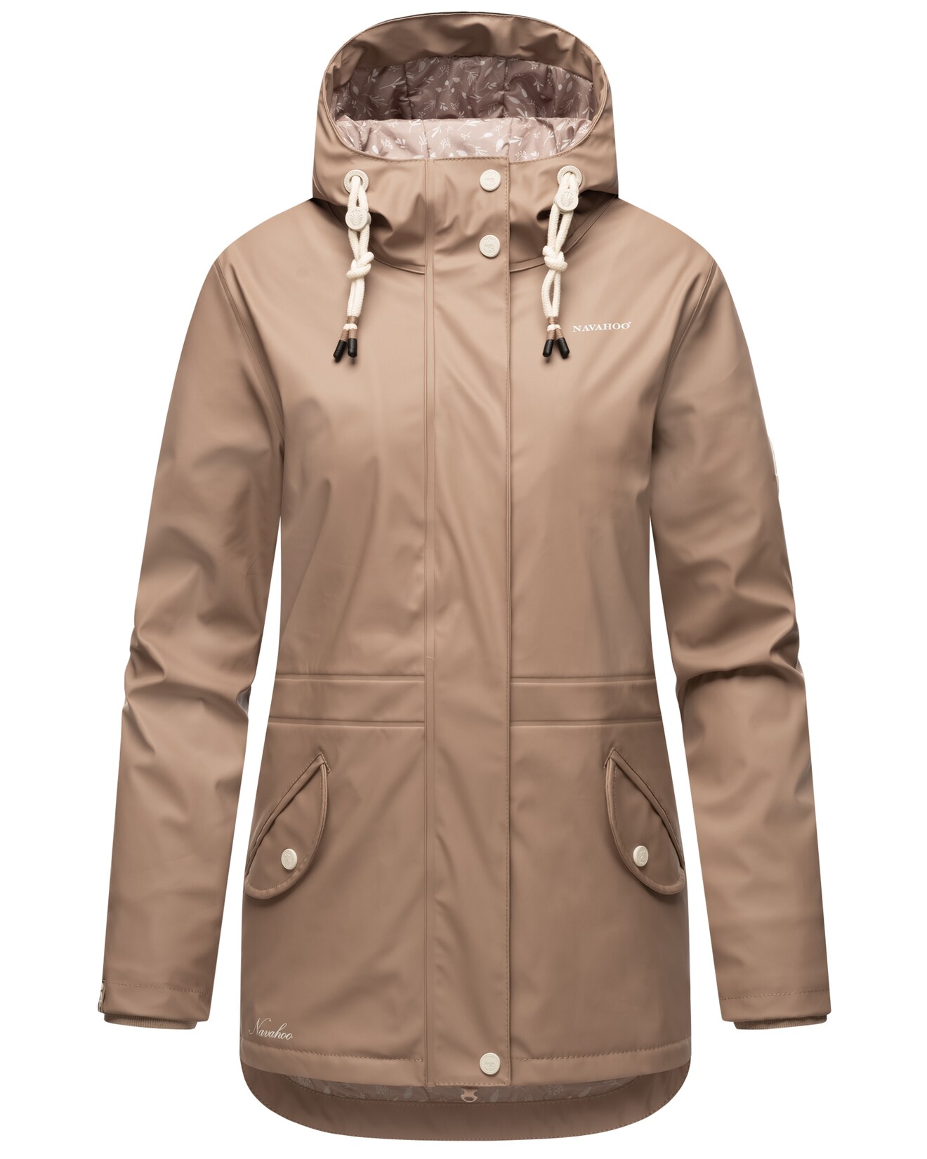 NAVAHOO Damen Warmer Regenjacke Wasserdichter Regenmantel mit Kapuze Oceans Heart