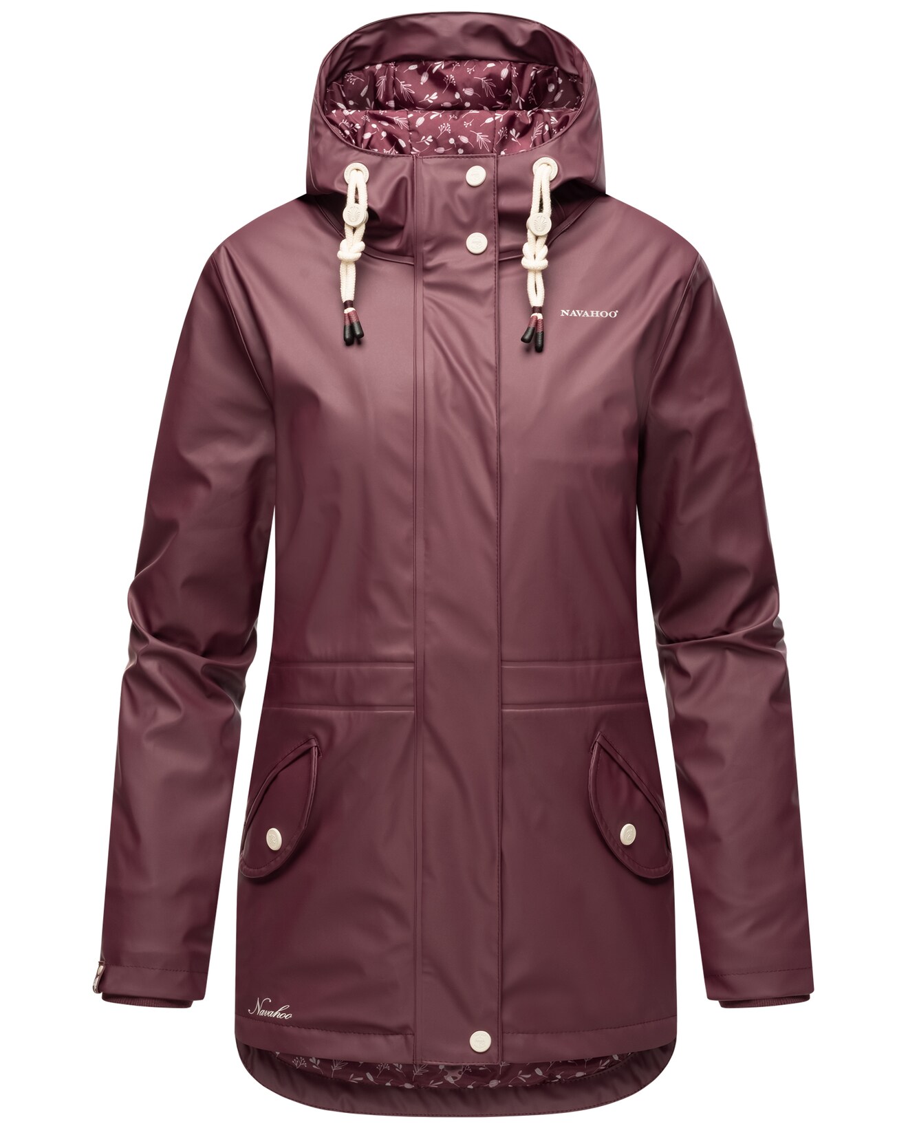 NAVAHOO Damen Warmer Regenjacke Wasserdichter Regenmantel mit Kapuze Oceans Heart