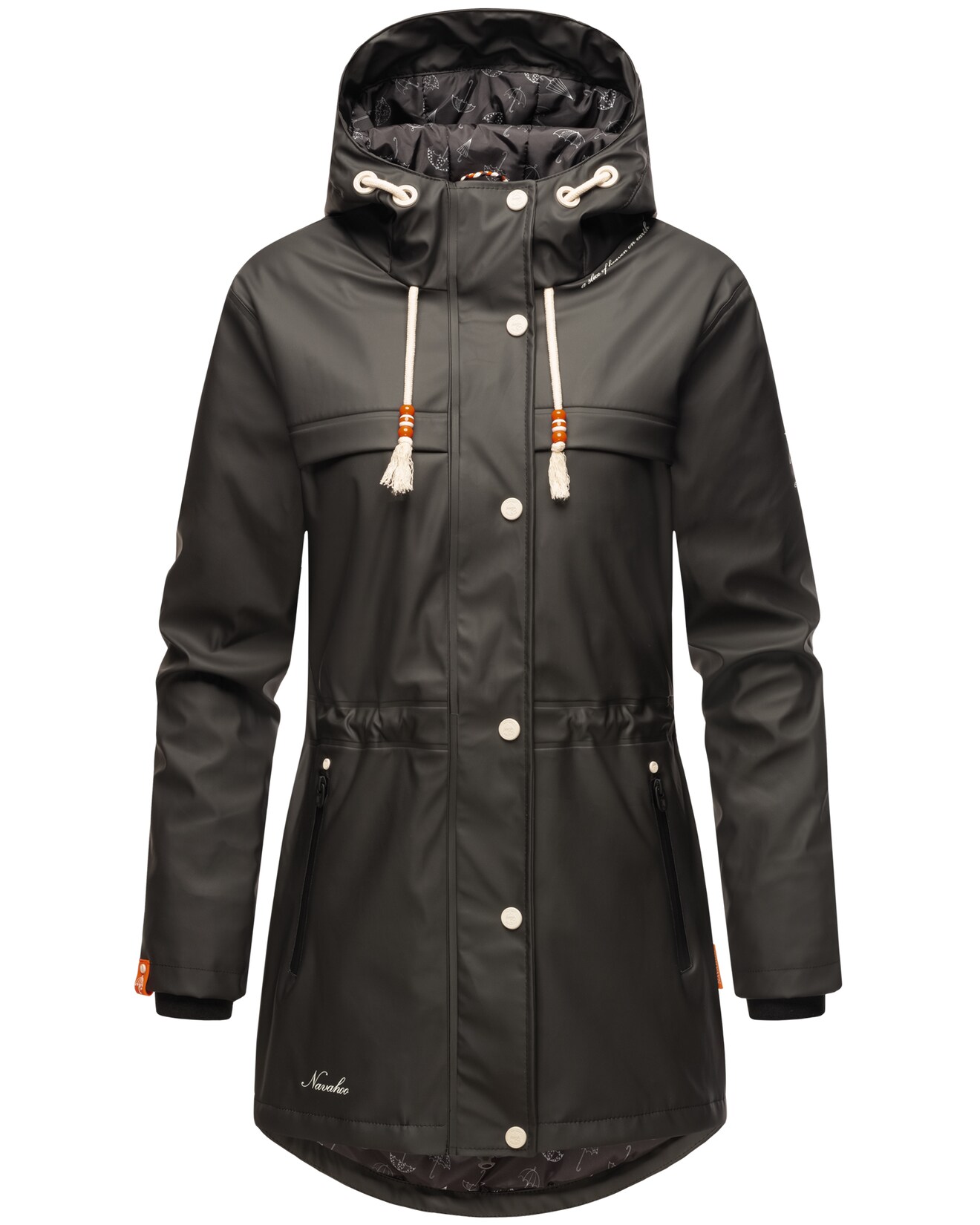 NAVAHOO Damen modischer Regen Jacke Outdoor Regenmantel Regenparka Wasserdicht Gefüttert Rainy Forest