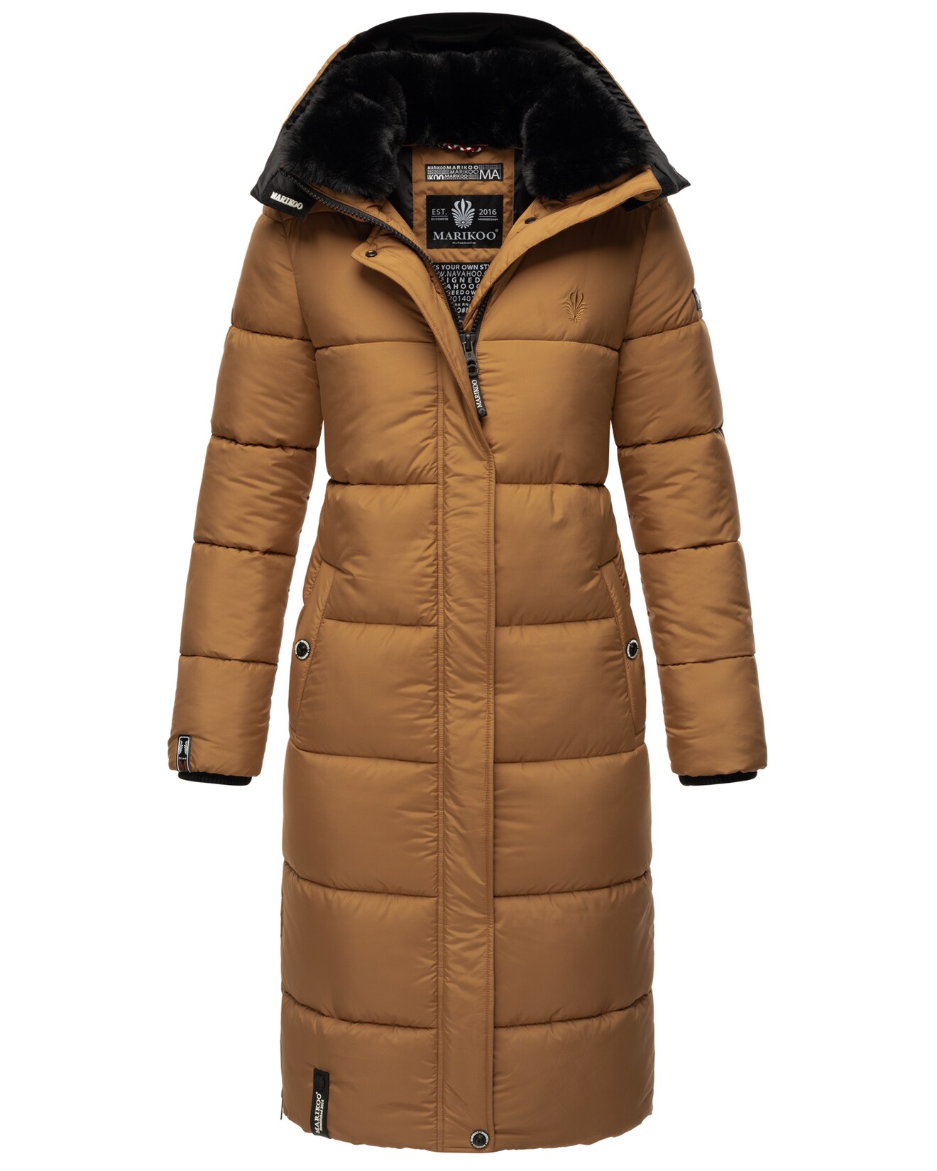 MARIKOO Damen Winterjacke Steppmantel Weichem Innenkragen & Abnehmbarer Kapuze Reliziaa