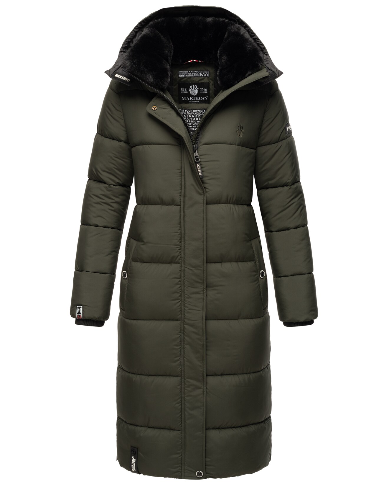 MARIKOO Damen Winterjacke Steppmantel Weichem Innenkragen & Abnehmbarer Kapuze Reliziaa