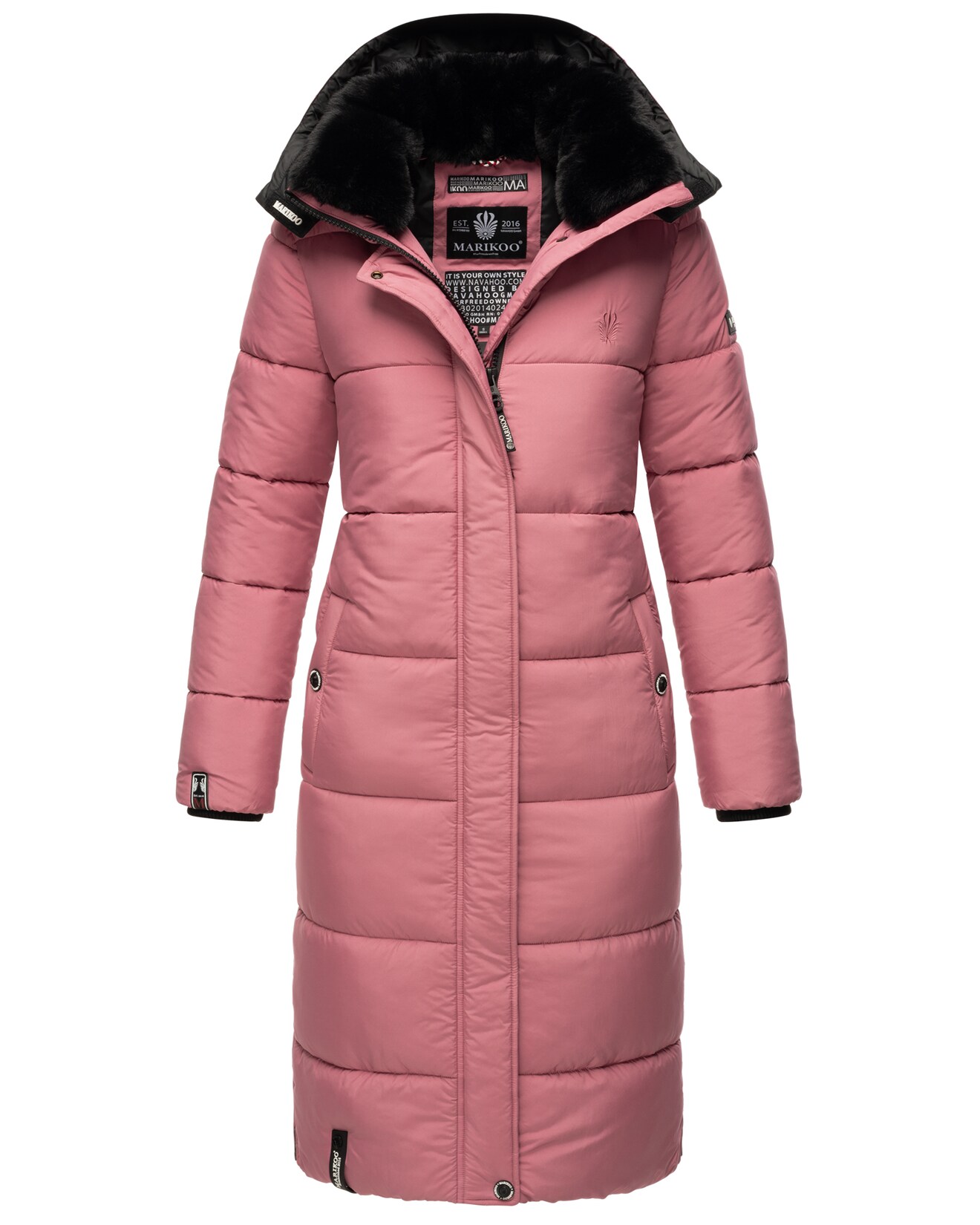 MARIKOO Damen Winterjacke Steppmantel Weichem Innenkragen & Abnehmbarer Kapuze Reliziaa