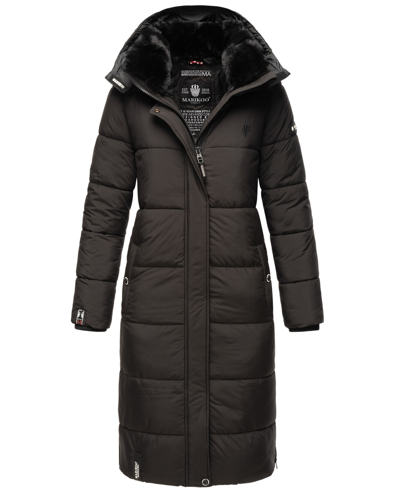 MARIKOO Damen Winterjacke Steppmantel Weichem Innenkragen & Abnehmbarer Kapuze Reliziaa