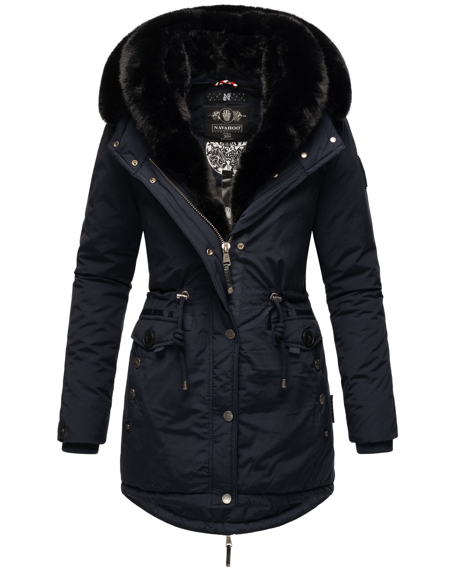 NAVAHOO Damen Wintermantel Winterparka Gef&uuml;ttert mit 2 Kunstpelz-Kapuzen Sweety Deluxe - Bild 1