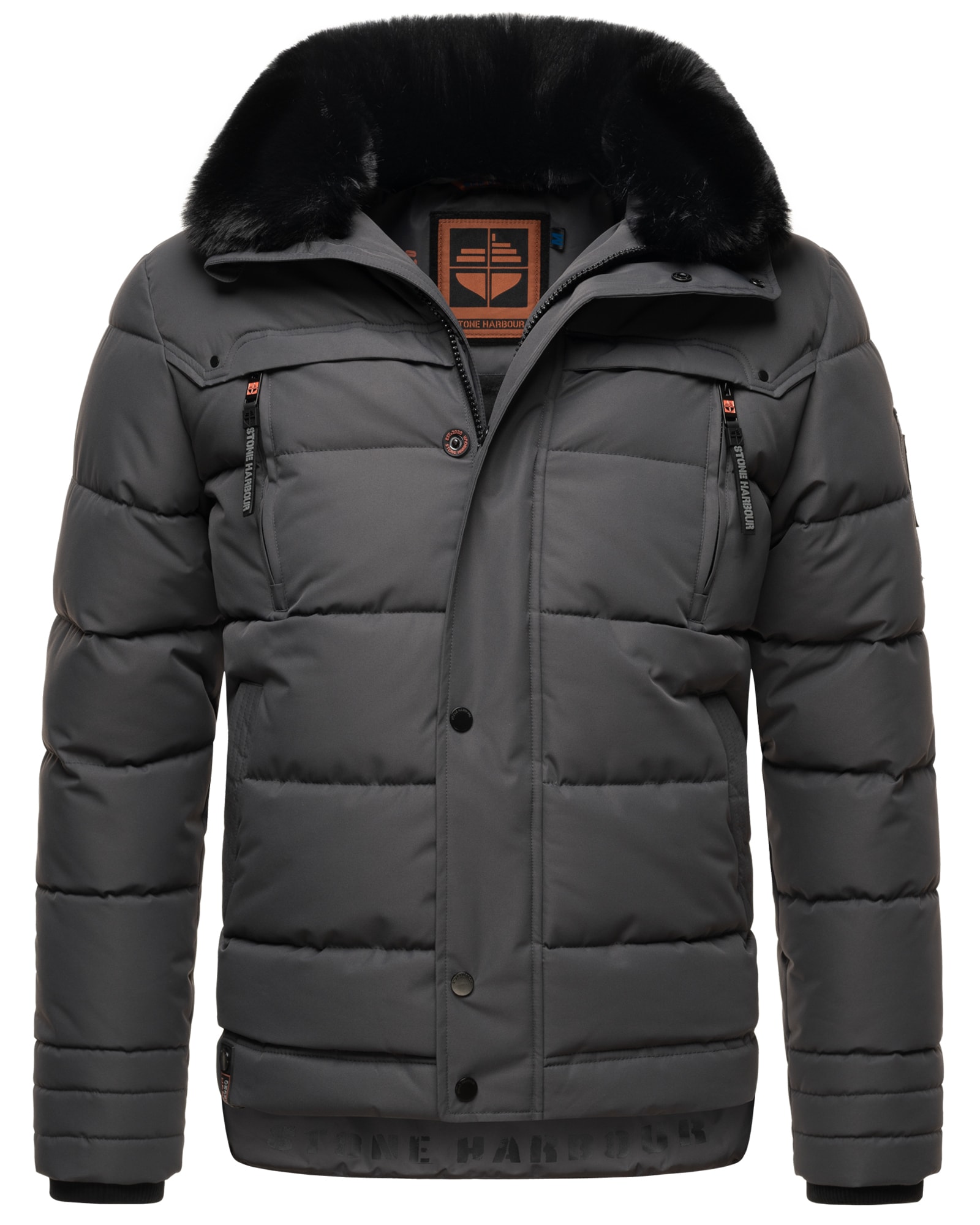 STONE HARBOUR Herren Winterparka B774 - Wasserdicht Mit Kapuze & 6 Taschen Für City & Outdoor (S-3XL)