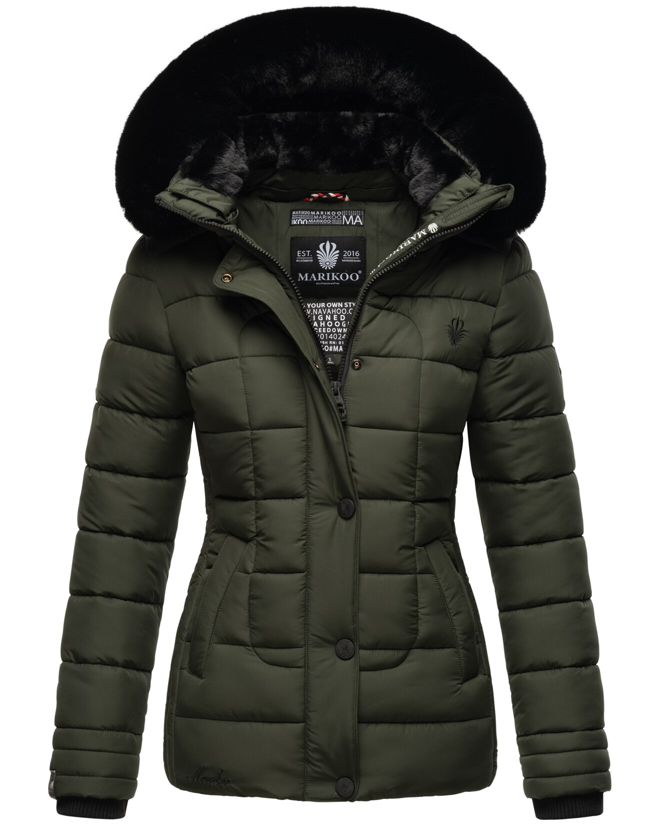 MARIKOO Damen Outdoor Winter Steppjacke mit abnehmbarer Kapuze Qesraa