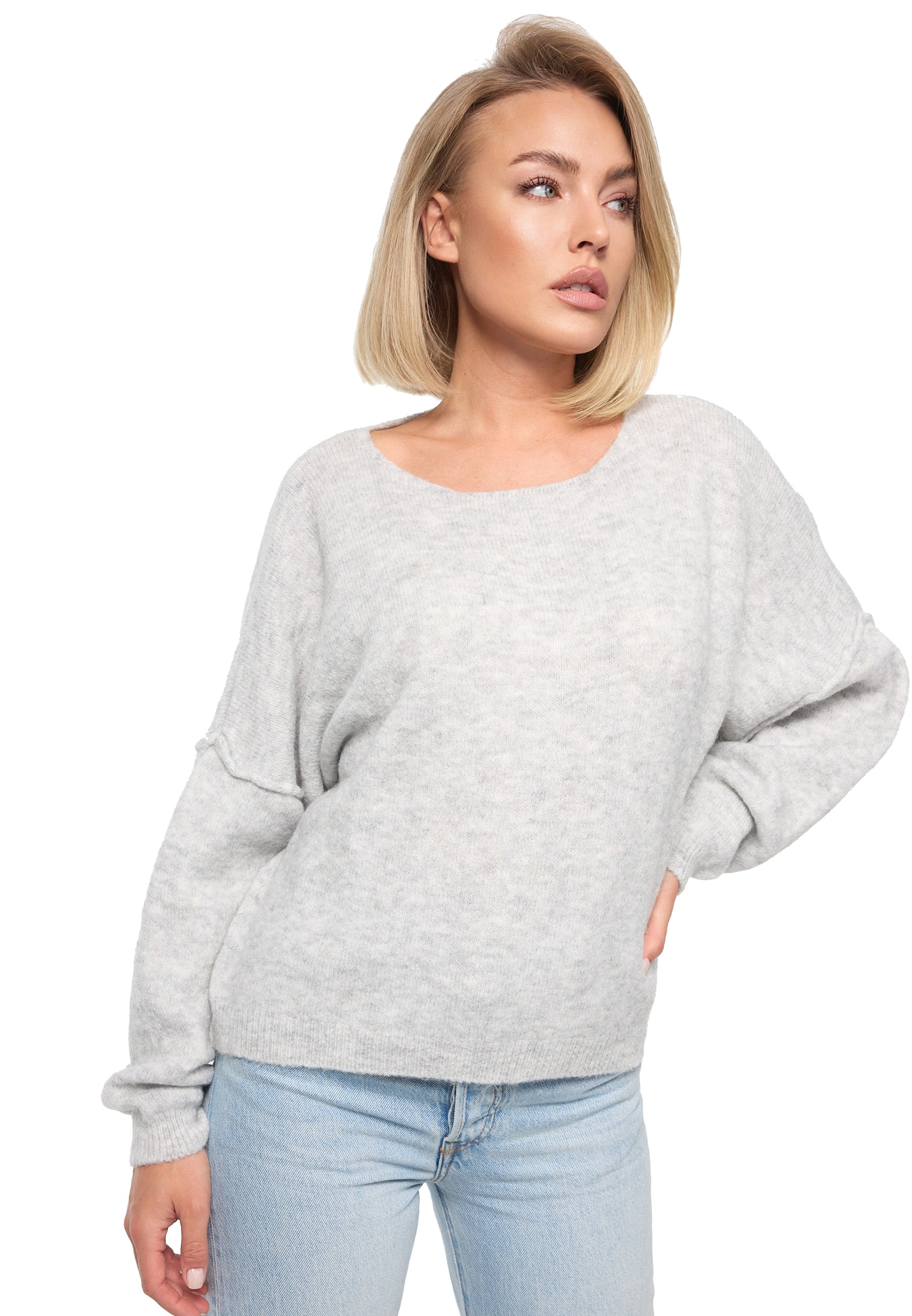 PM SELECTED Damen Modischer U-Boot Ausschnitt Strickpullover in Einheitsgr&ouml;&szlig;e PM04 - Bild 1