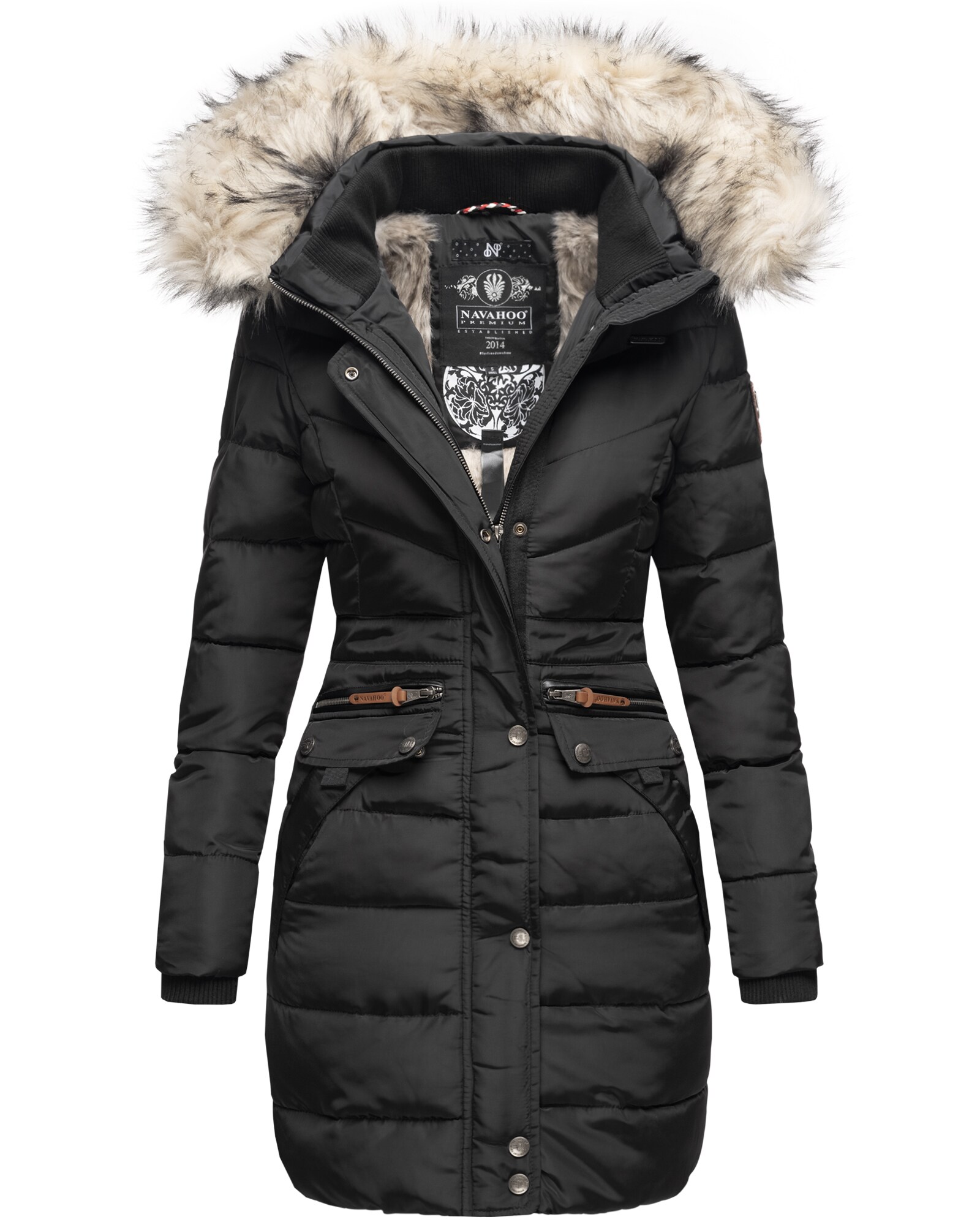 NAVAHOO Damen Stylischer Steppmantel Winter Parka mit edlem Fellimitat Paula - Bild 1