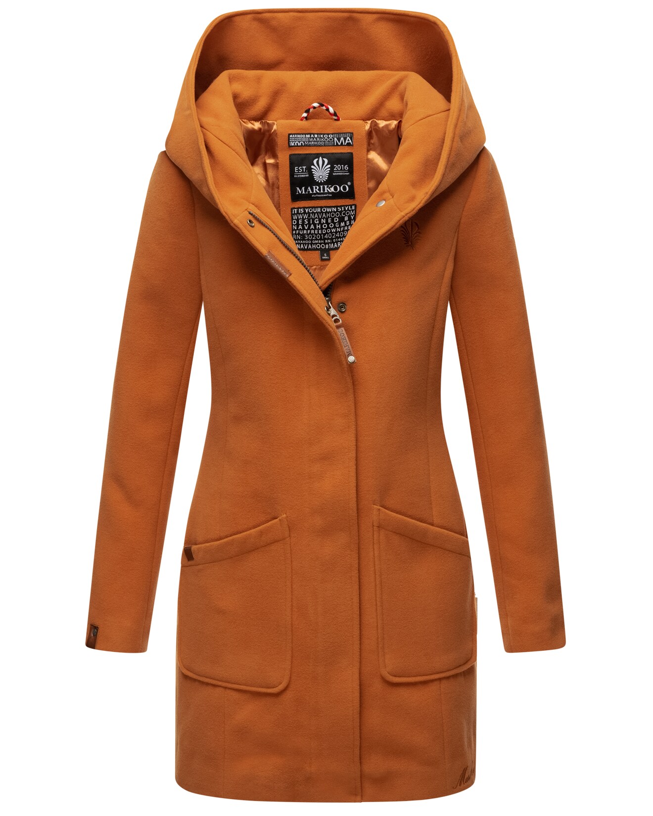 MARIKOO Damen Hochwertiger Wintermantel Mantel Trenchcoat Mit Kapuze Maikoo