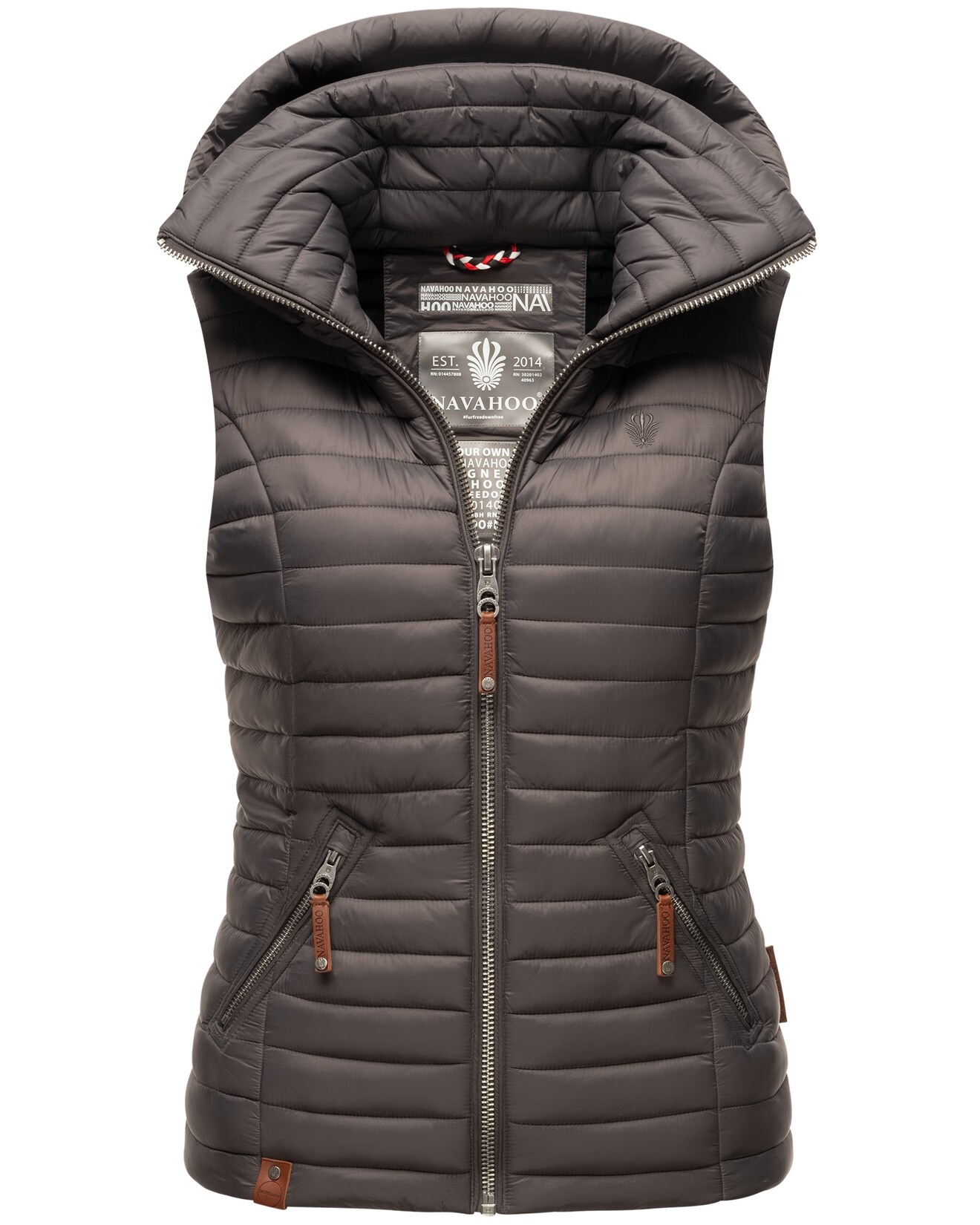 NAVAHOO Damen Designer Steppweste ärmellose Weste mit Kapuze Shadaa