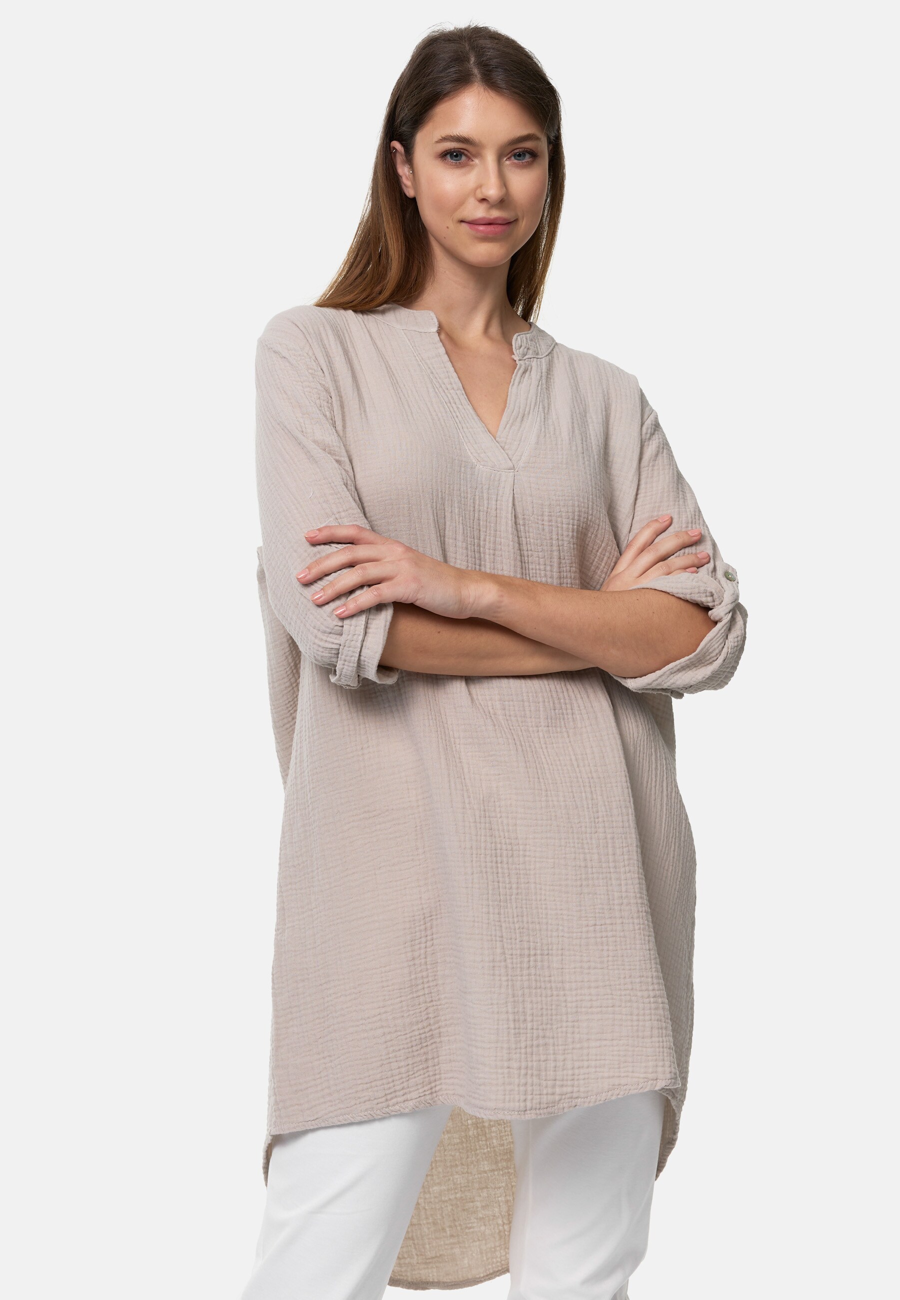PM SELECTED Damen Longbluse Romantische Musselin Oversized Tunika in Einheitsgr&ouml;&szlig;e PM10 - Bild 1