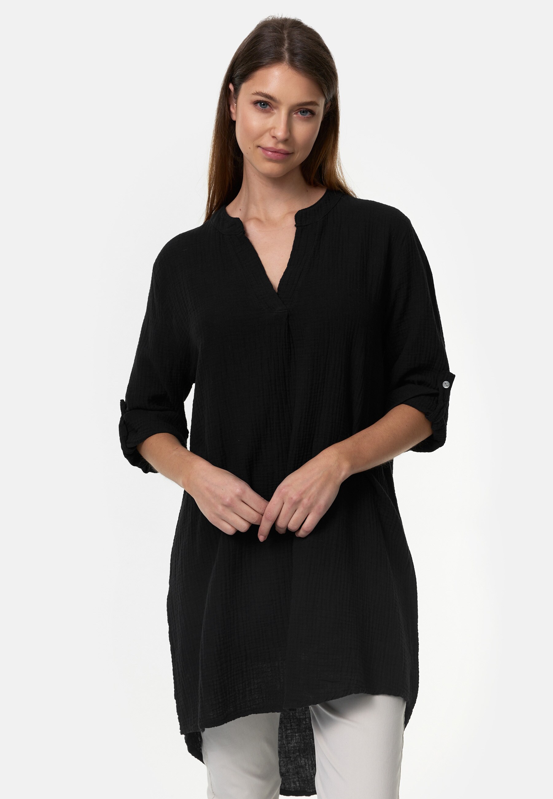 PM SELECTED Damen Longbluse Romantische Musselin Oversized Tunika in Einheitsgr&ouml;&szlig;e PM10 - Bild 1