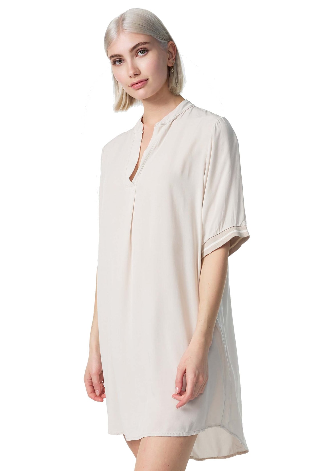 PM SELECTED Damen Longbluse Leichtes Longshirt Bluse mit Bündchen & Galonstreifen in Einheitsgröße PM23