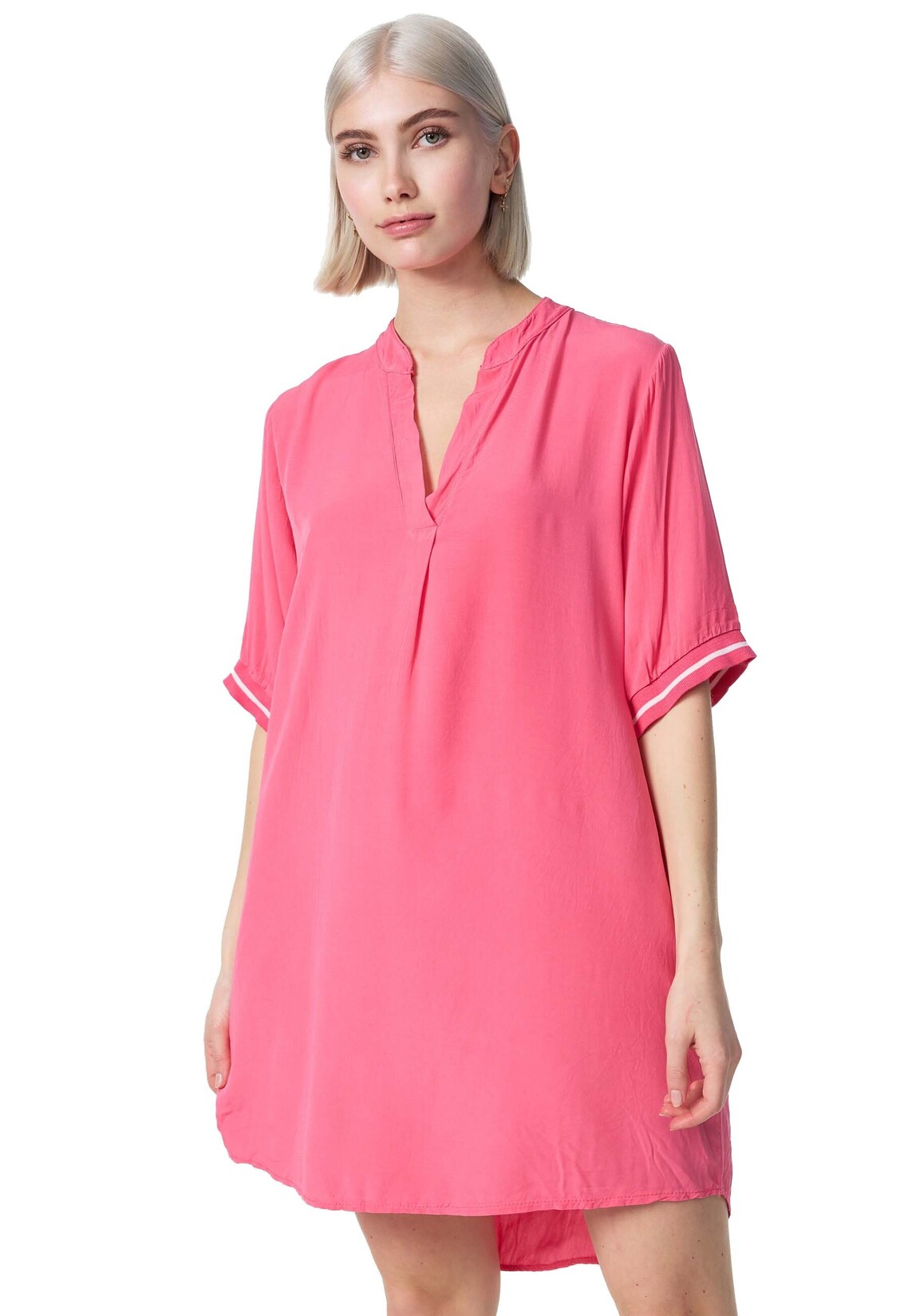 PM SELECTED Damen Longbluse Leichtes Longshirt Bluse mit Bündchen & Galonstreifen in Einheitsgröße PM23