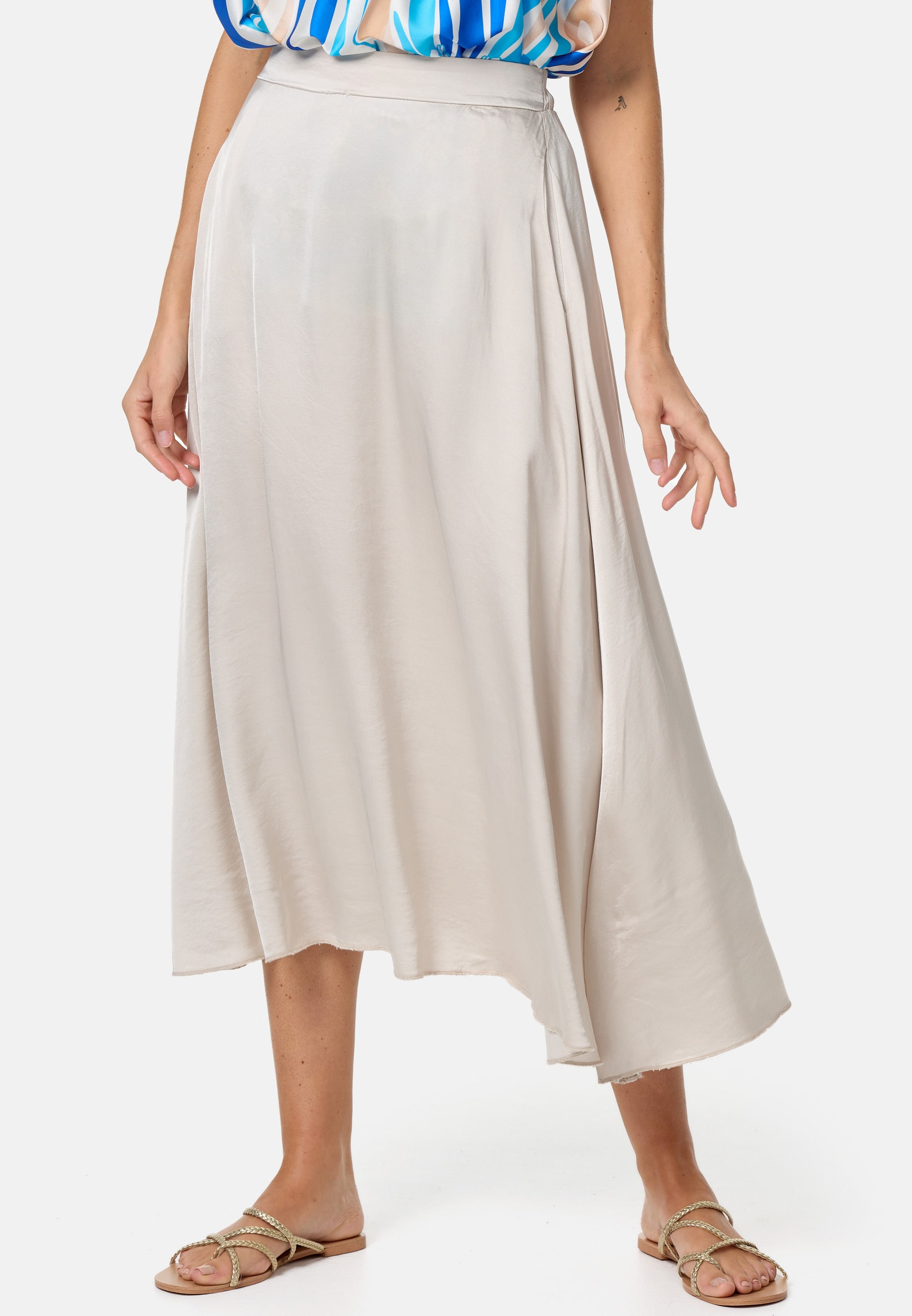 PM SELECTED Damen Eleganter Maxirock Midi Business A-Linien Satin Rock PM29 - Bild 1