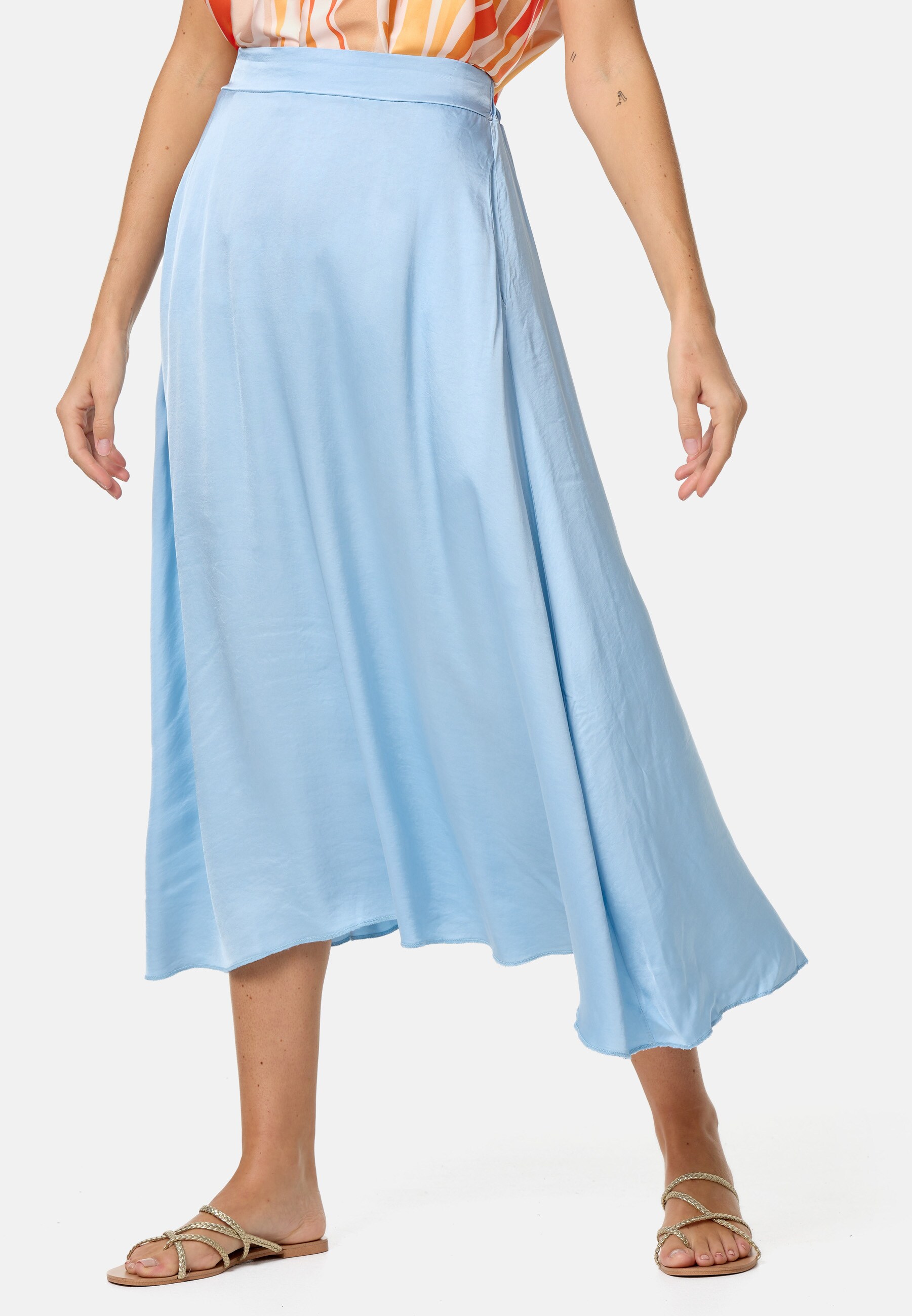 PM SELECTED Damen Eleganter Maxirock Midi Business A-Linien Satin Rock PM29 - Bild 1