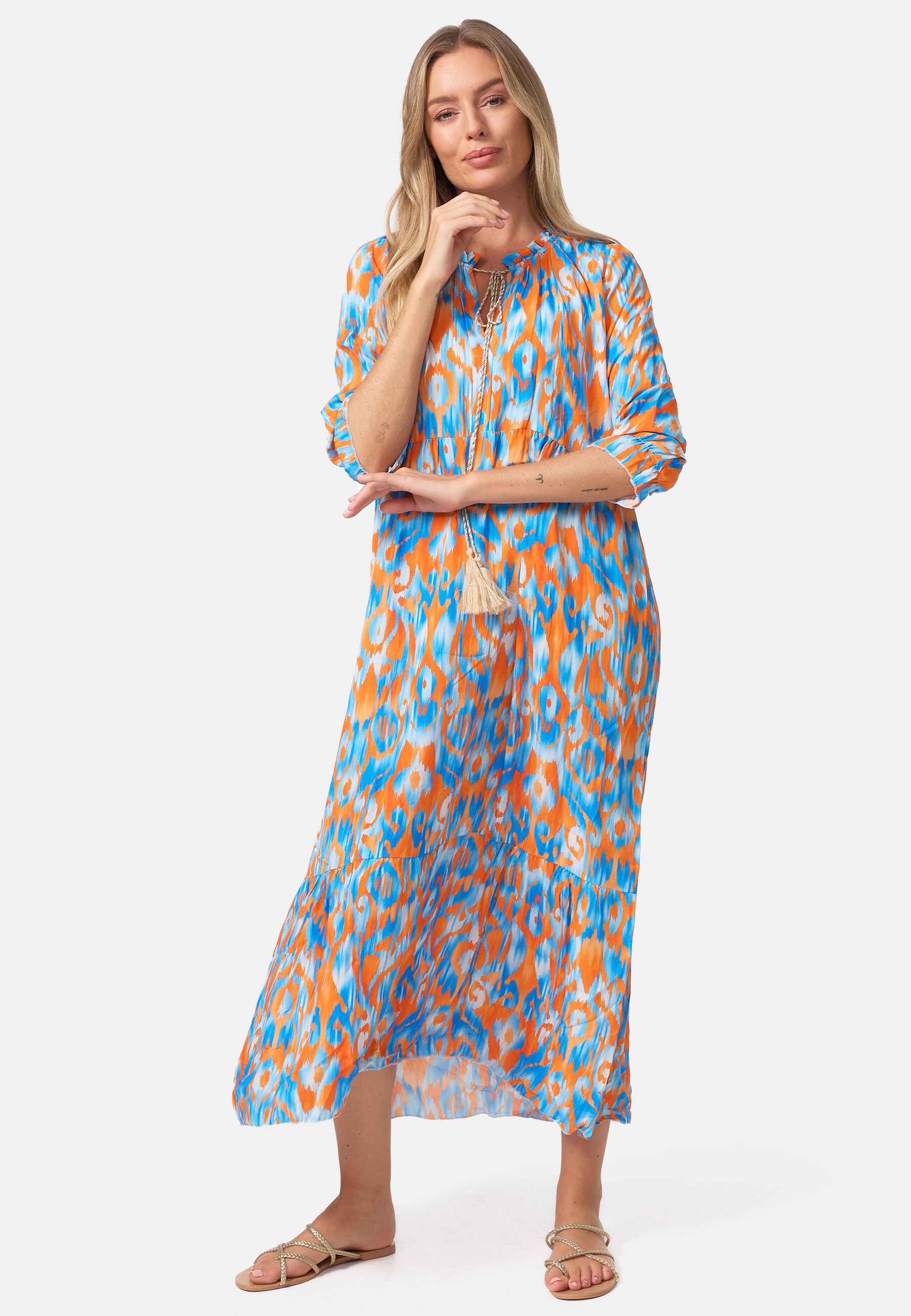 PM SELECTED Damen Maxikleid Sommerkleid Jersey Strandkleid mit Muster in Einheitsgr&ouml;&szlig;e PM37 - Bild 1