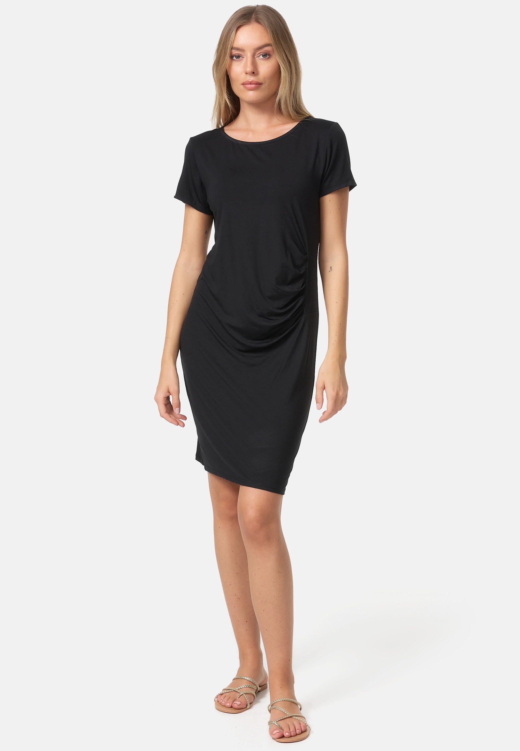 PM SELECTED Damen Modisches Longshirt Shirtkleid mit seitlicher Raffung in Einheitsgr&ouml;&szlig;e PM41 - Bild 1
