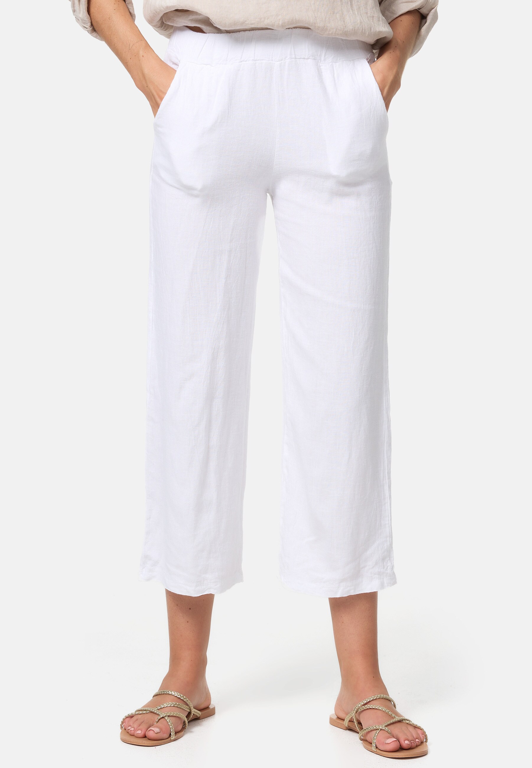 PM SELECTED Damen Leichte Sommer Leinenhose in 7/8 L&auml;nge mit Taschen in Einheitsgr&ouml;&szlig;e PM44 - Bild 1