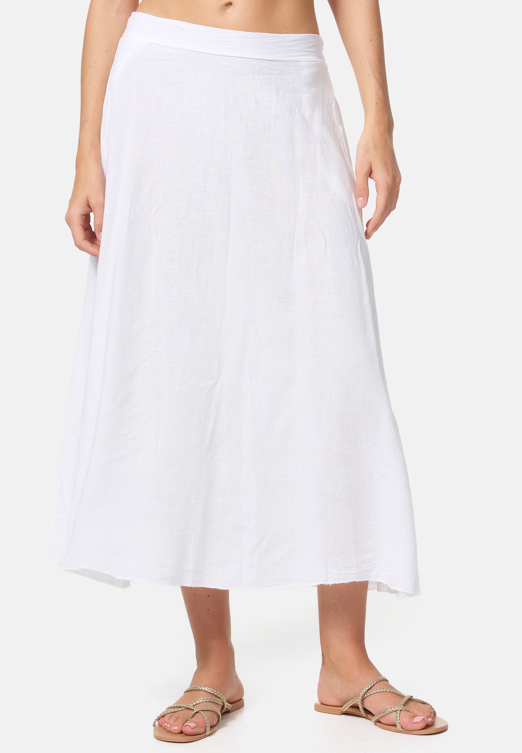 PM SELECTED Damen Leichter Sommer Leinenrock in 3/4 L&auml;nge mit Taschen in Einheitsgr&ouml;&szlig;e PM45 - Bild 1