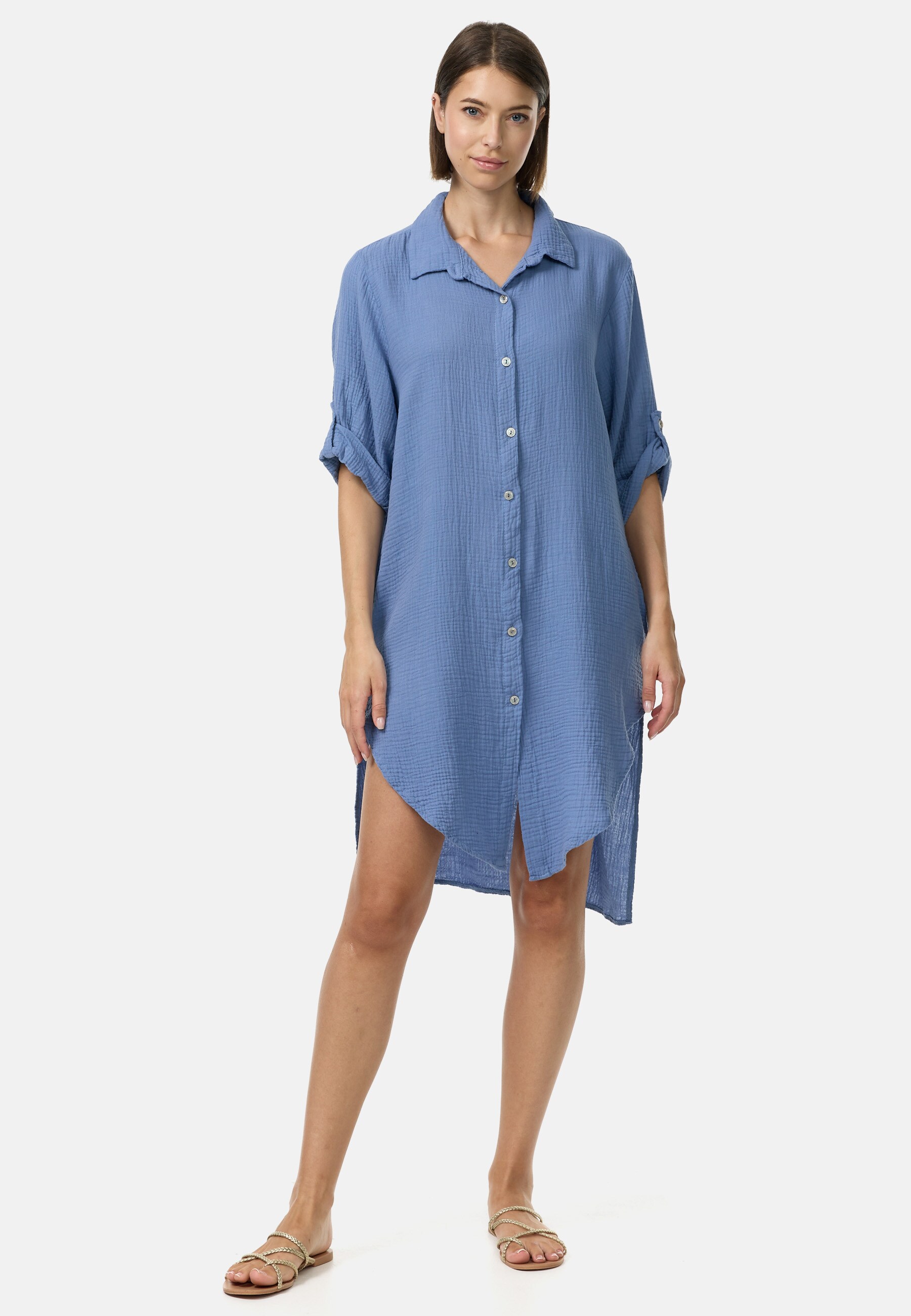 PM SELECTED Damen Lange Tunika Musselin Hemdbluse in Einheitsgr&ouml;&szlig;e PM50 - Bild 1