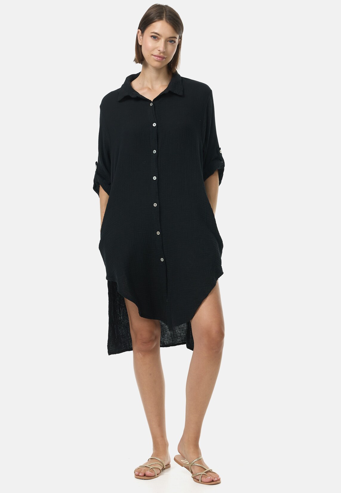 PM SELECTED Damen Lange Tunika Musselin Hemdbluse in Einheitsgröße PM50
