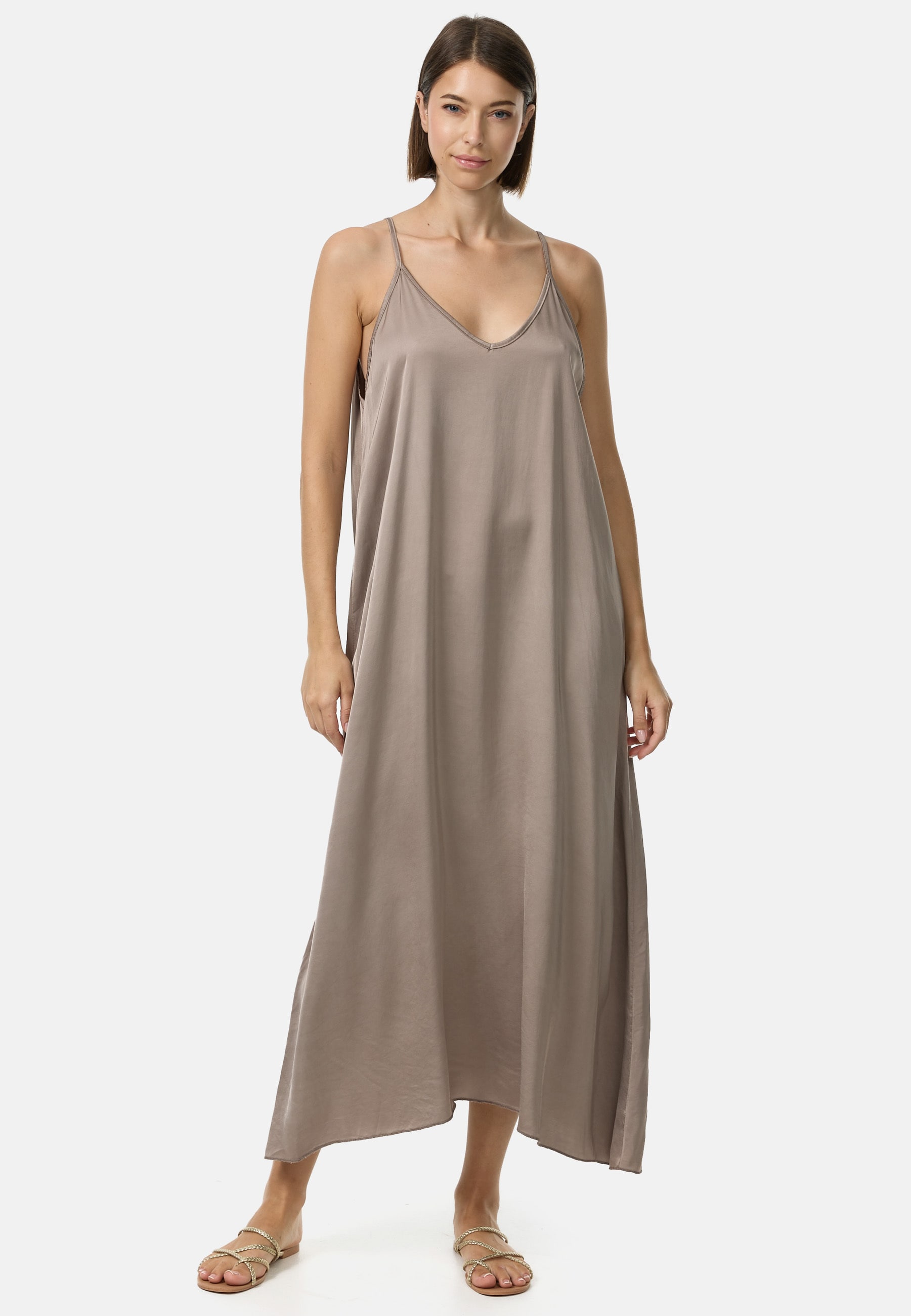 PM SELECTED Damen Elegantes Satin Kleid ohne &Auml;rmel mit Seidenanteil in Einheitsgr&ouml;&szlig;e PM56 - Bild 1