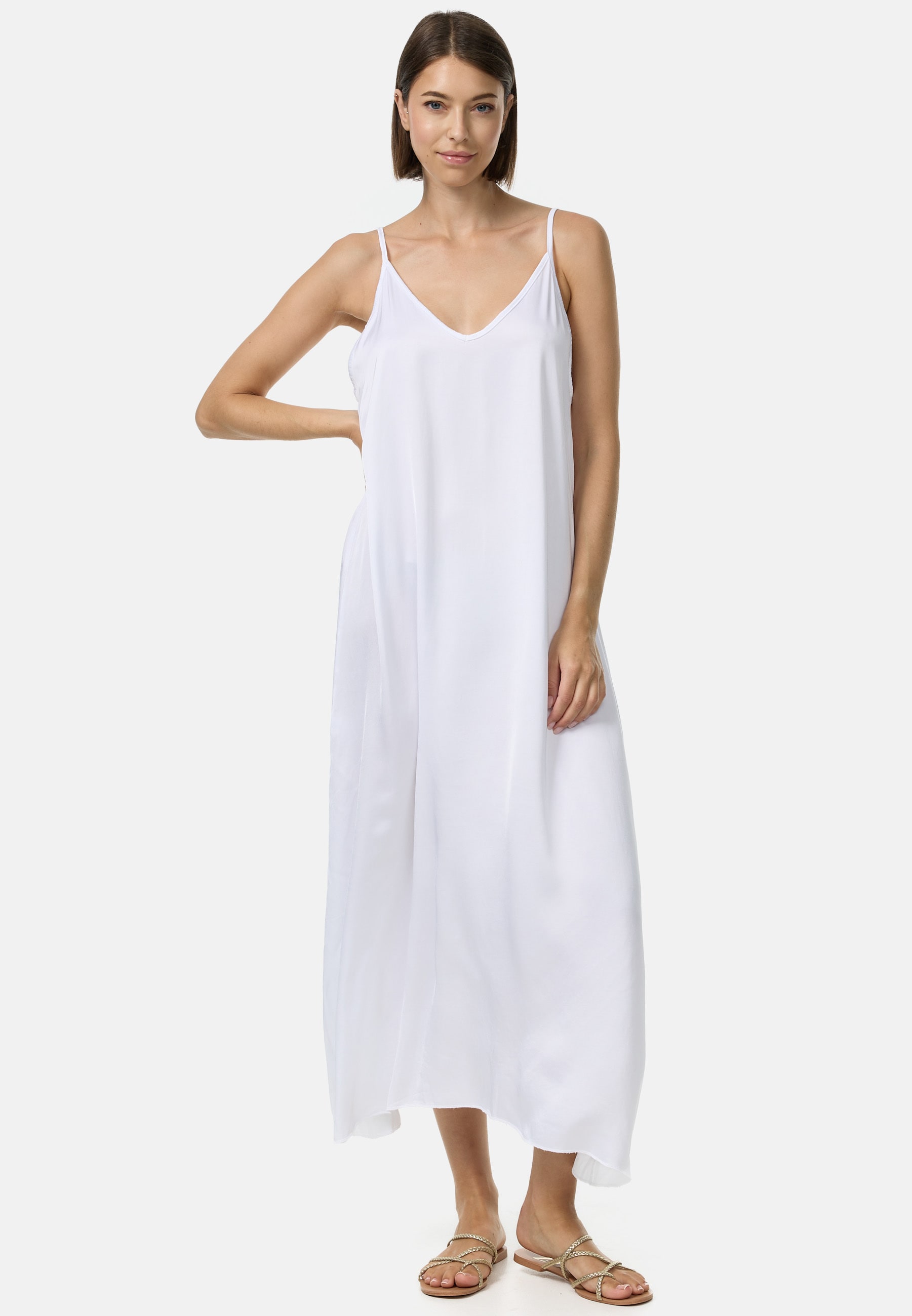 PM SELECTED Damen Elegantes Satin Kleid ohne &Auml;rmel mit Seidenanteil in Einheitsgr&ouml;&szlig;e PM56 - Bild 1