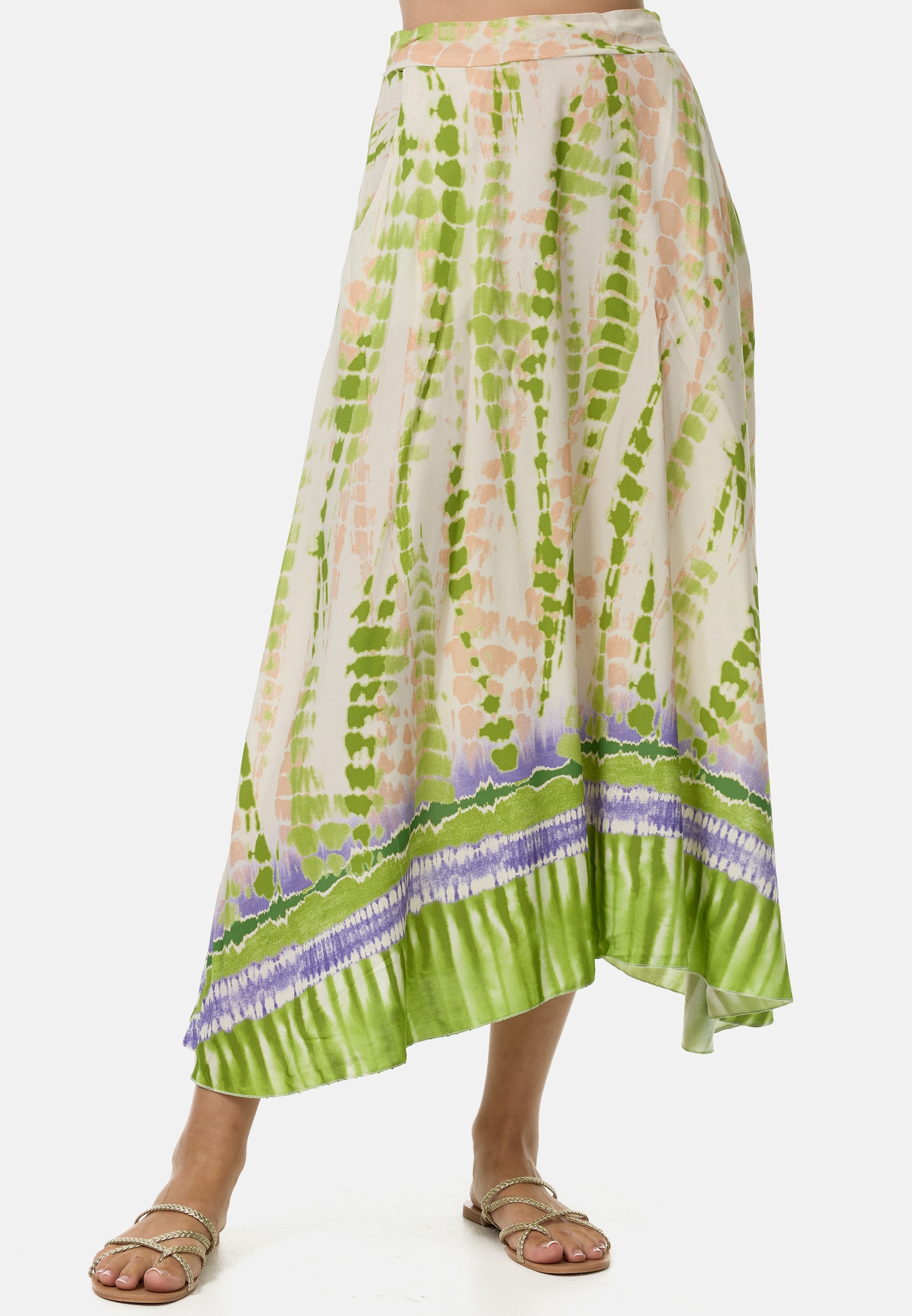 PM SELECTED Damen Sommerlicher Batik Maxirock in 3/4 L&auml;nge in Einheitsgr&ouml;&szlig;e PM57 - Bild 1