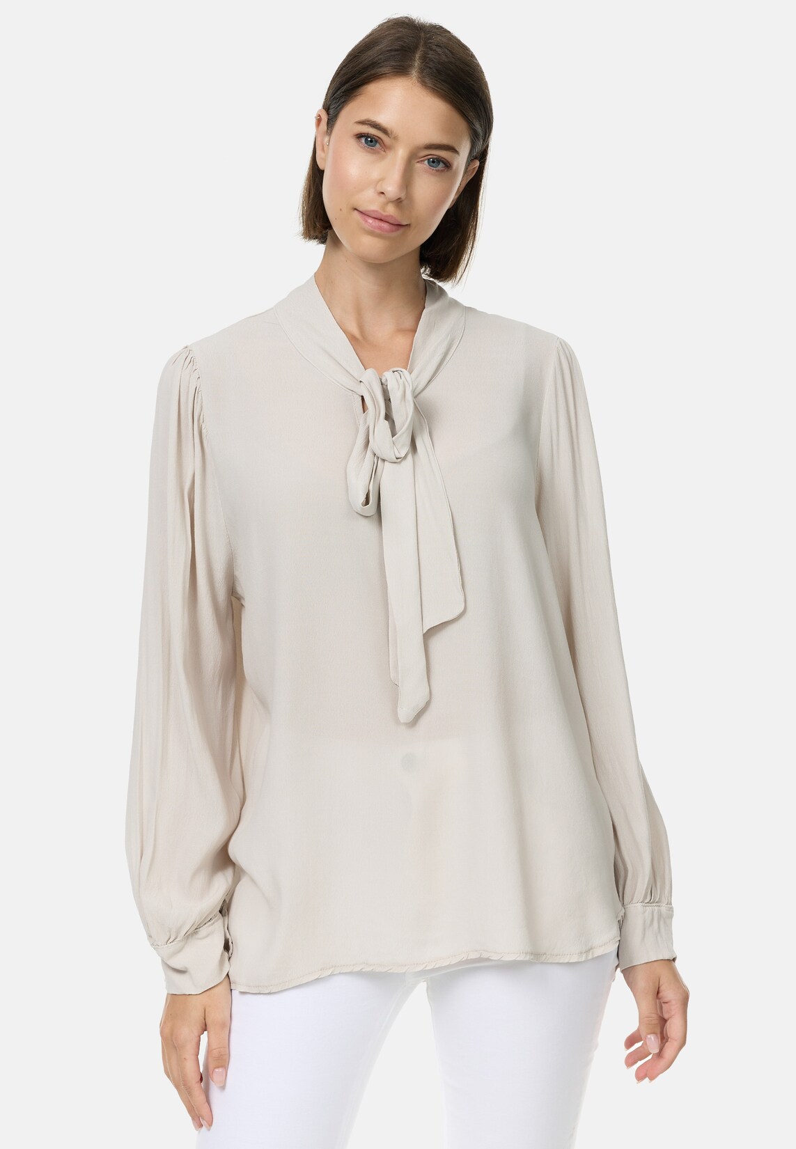 PM SELECTED Damen Edle Business Crepe Blue mit Schleife in Einheitsgröße PM62