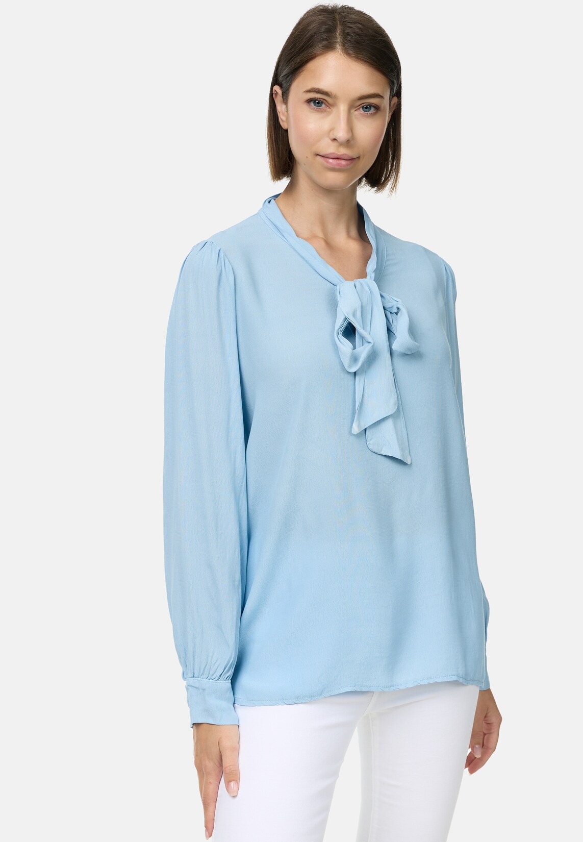 PM SELECTED Damen Edle Business Crepe Blue mit Schleife in Einheitsgröße PM62