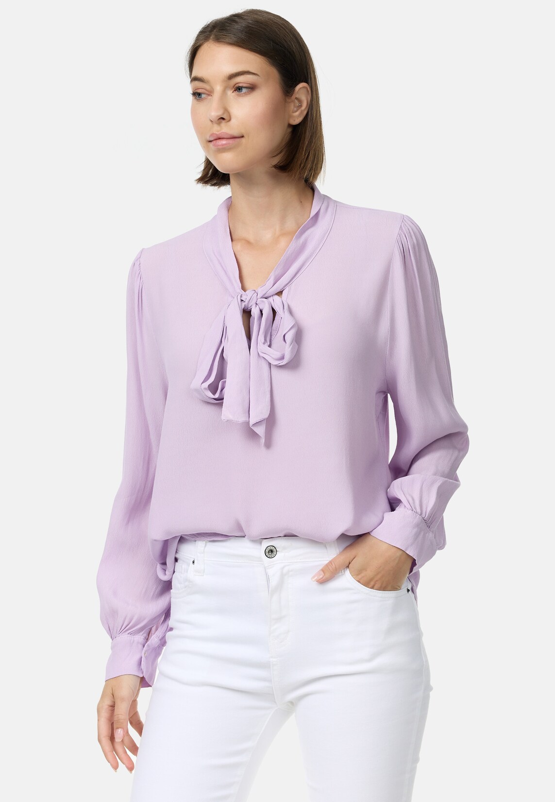 PM SELECTED Damen Edle Business Crepe Blue mit Schleife in Einheitsgröße PM62