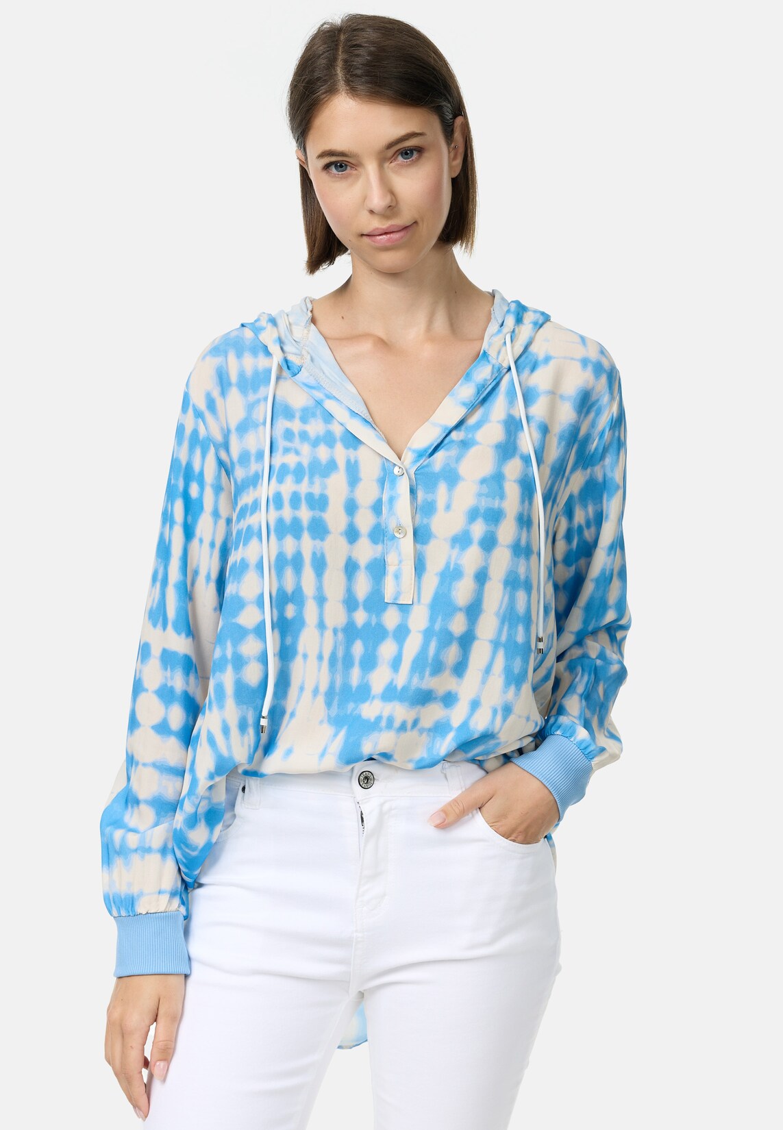 PM SELECTED Damen Freche Batik Hoodie Bluse mit Kapuze in Einheitsgröße PM63