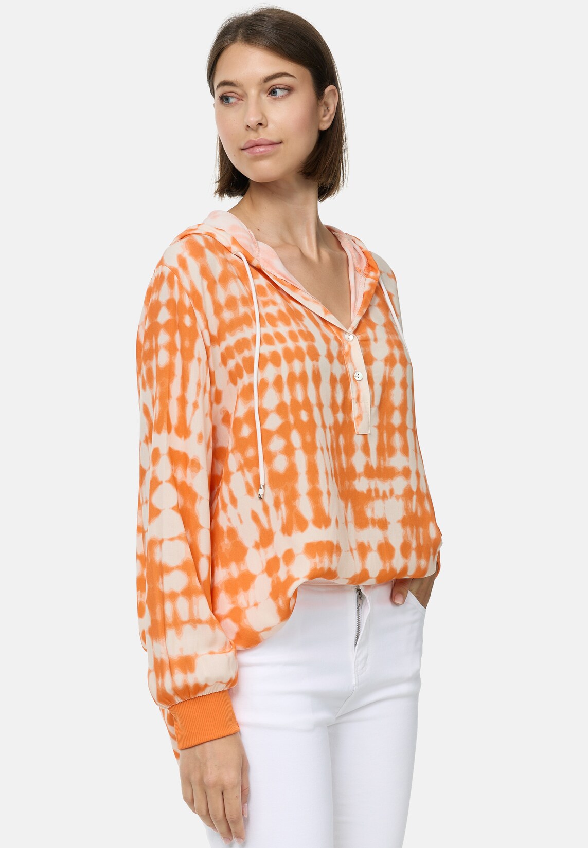 PM SELECTED Damen Freche Batik Hoodie Bluse mit Kapuze in Einheitsgröße PM63